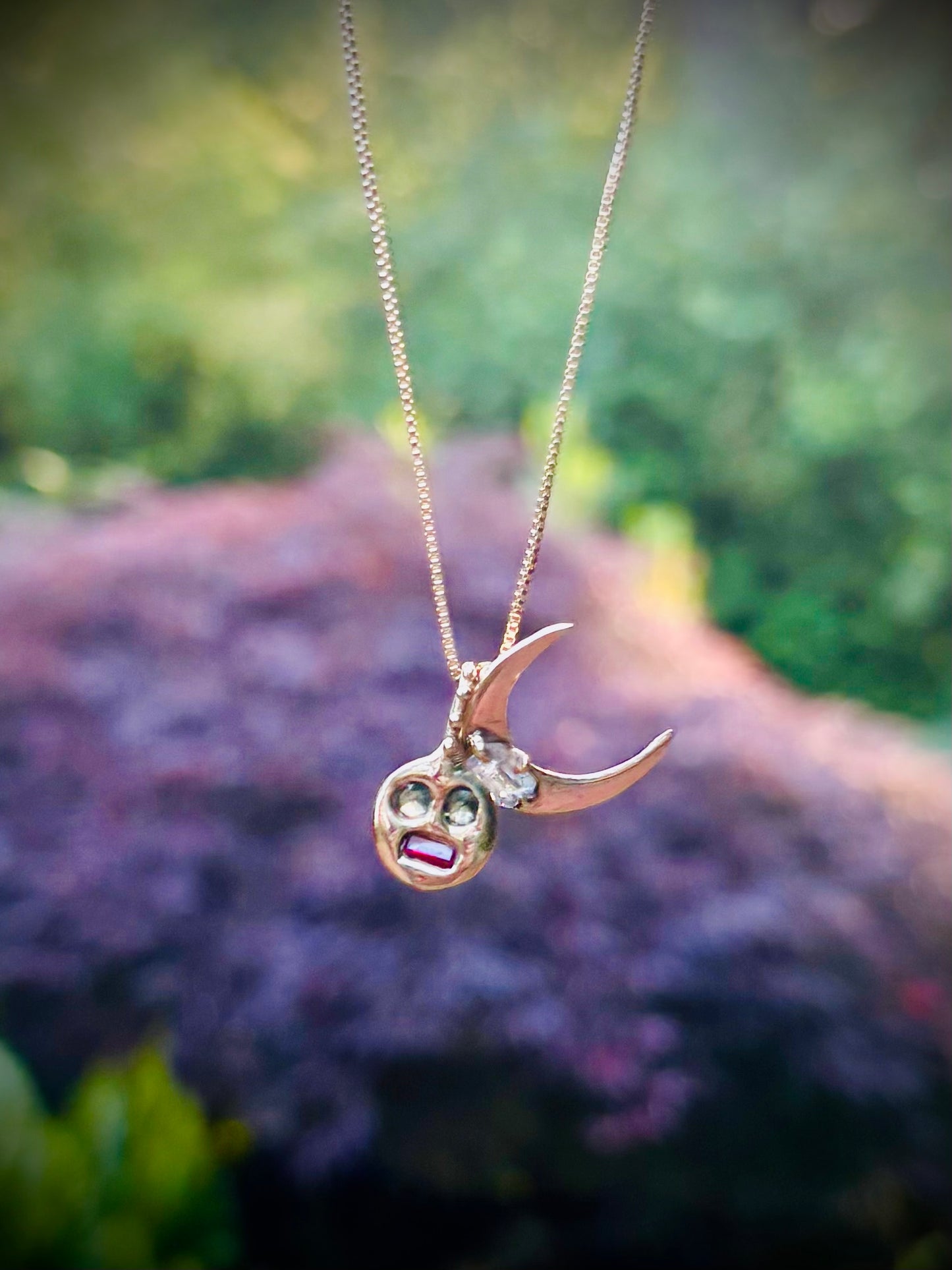 Meh Face Charm, 14k gold.