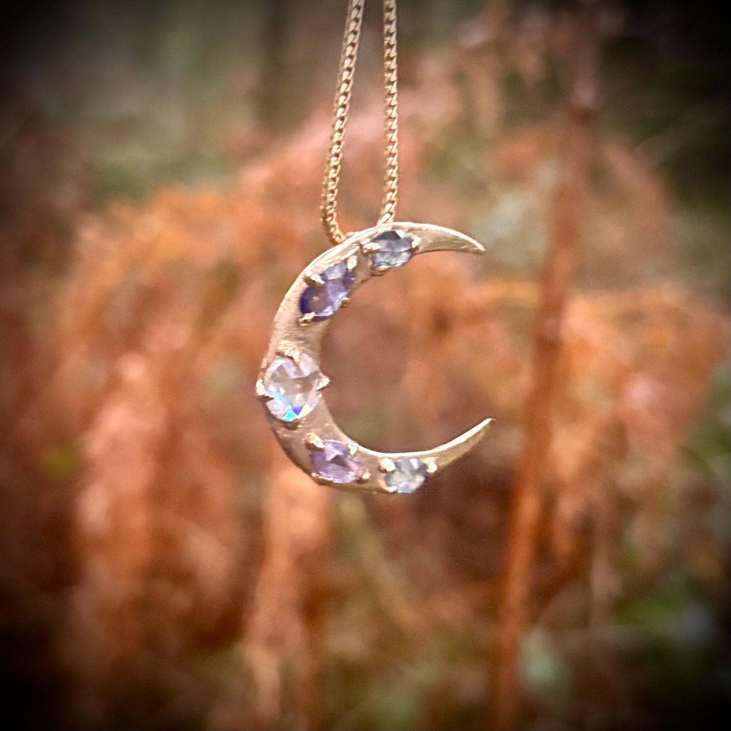 Lilac Luna Necklace, 14k gold.
