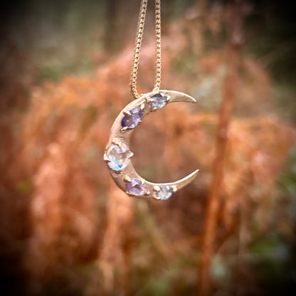 Lilac Luna Necklace, 14k gold.