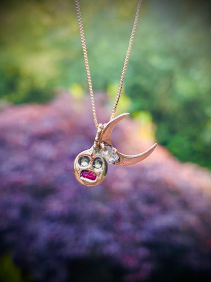 Meh Face Charm, 14k gold.