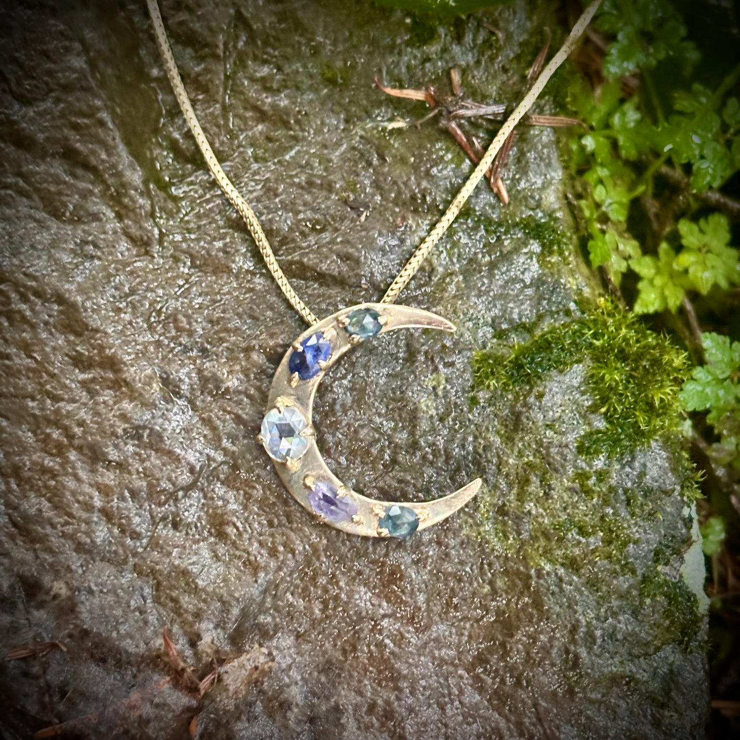Lilac Luna Necklace, 14k gold.