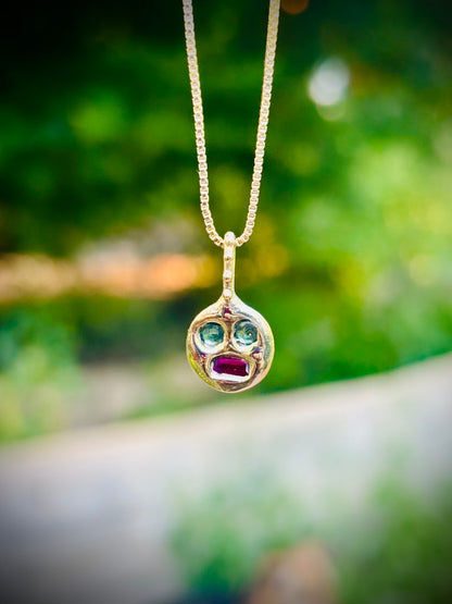 Meh Face Charm, 14k gold.