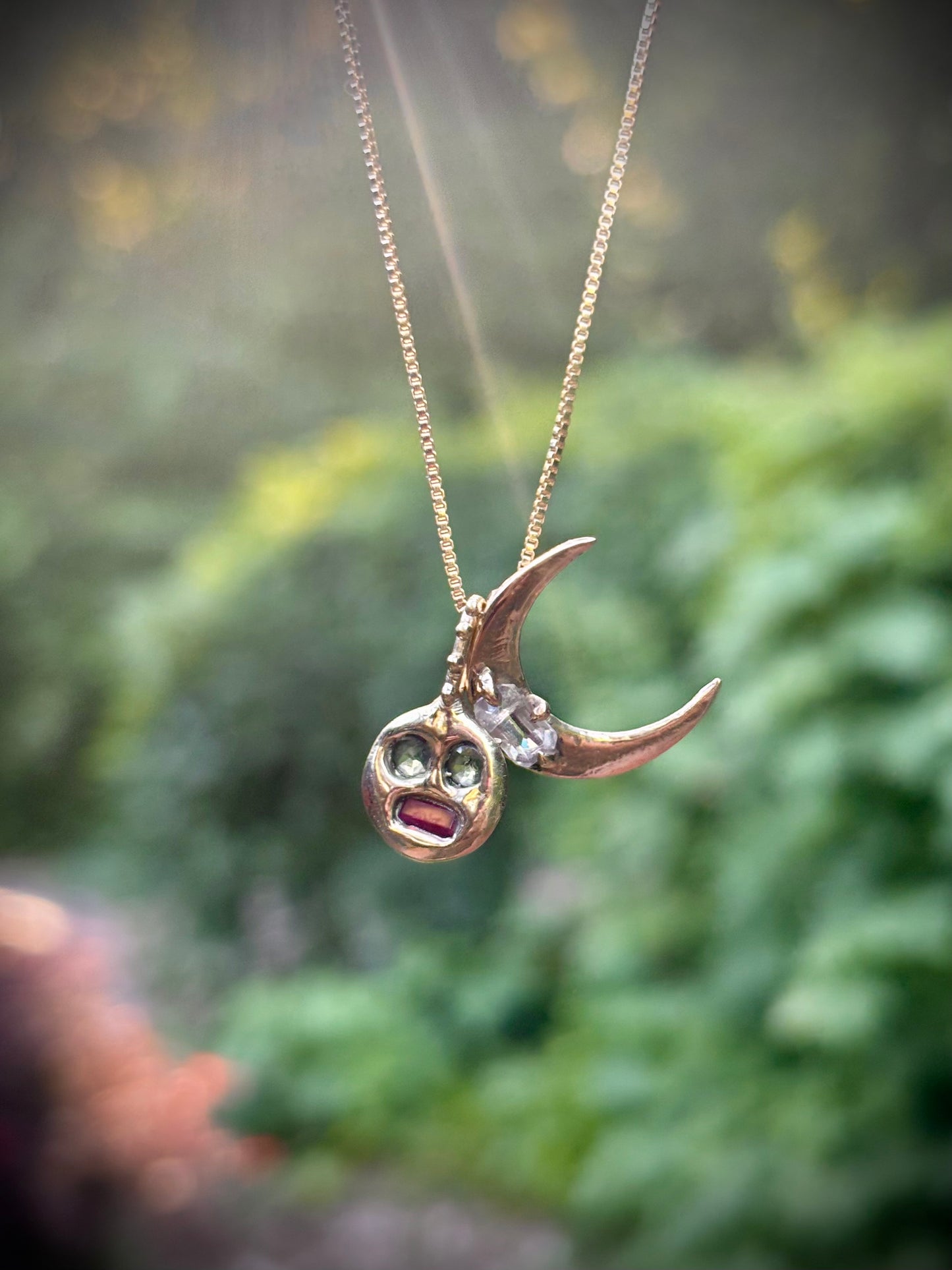 Meh Face Charm, 14k gold.