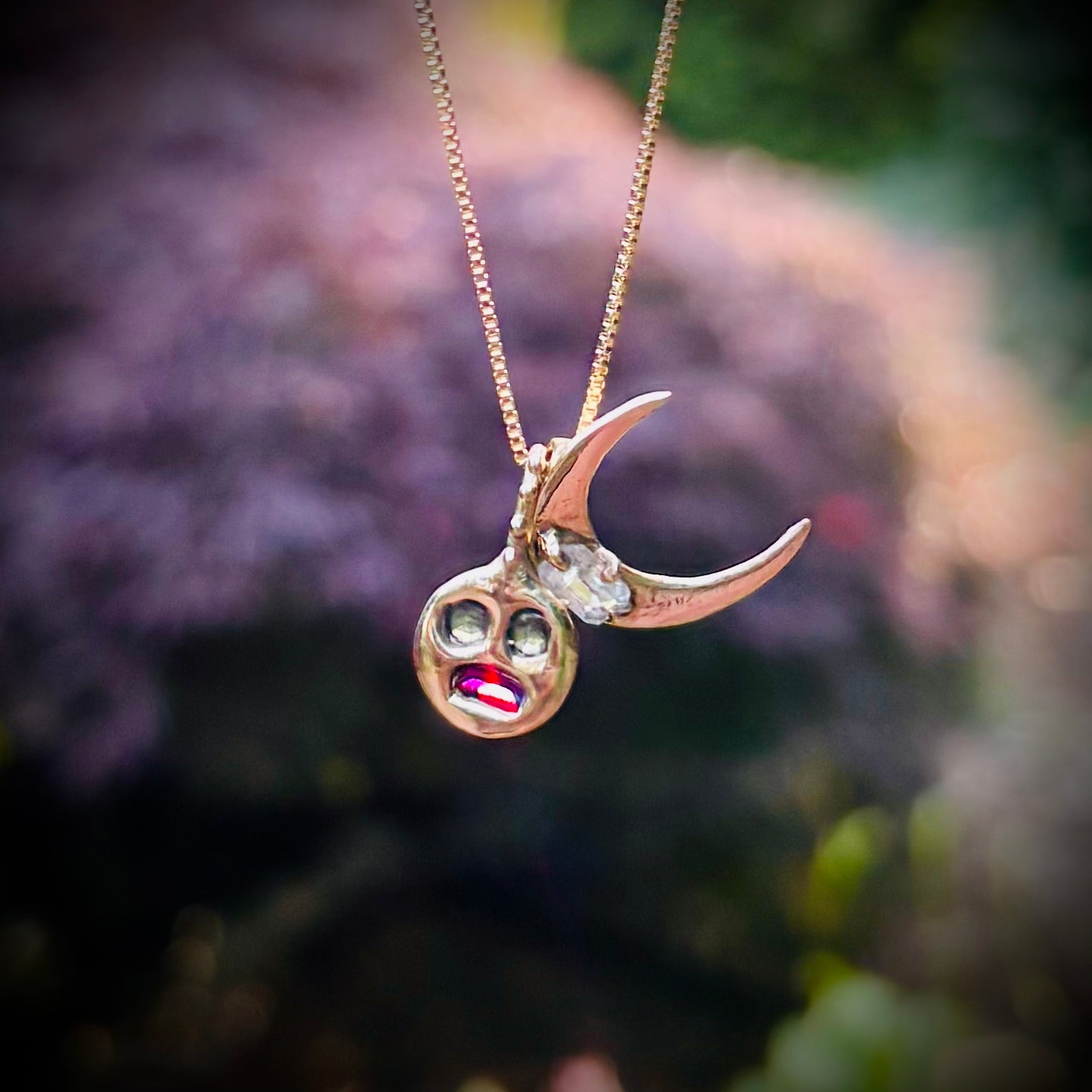 Meh Face Charm, 14k gold.