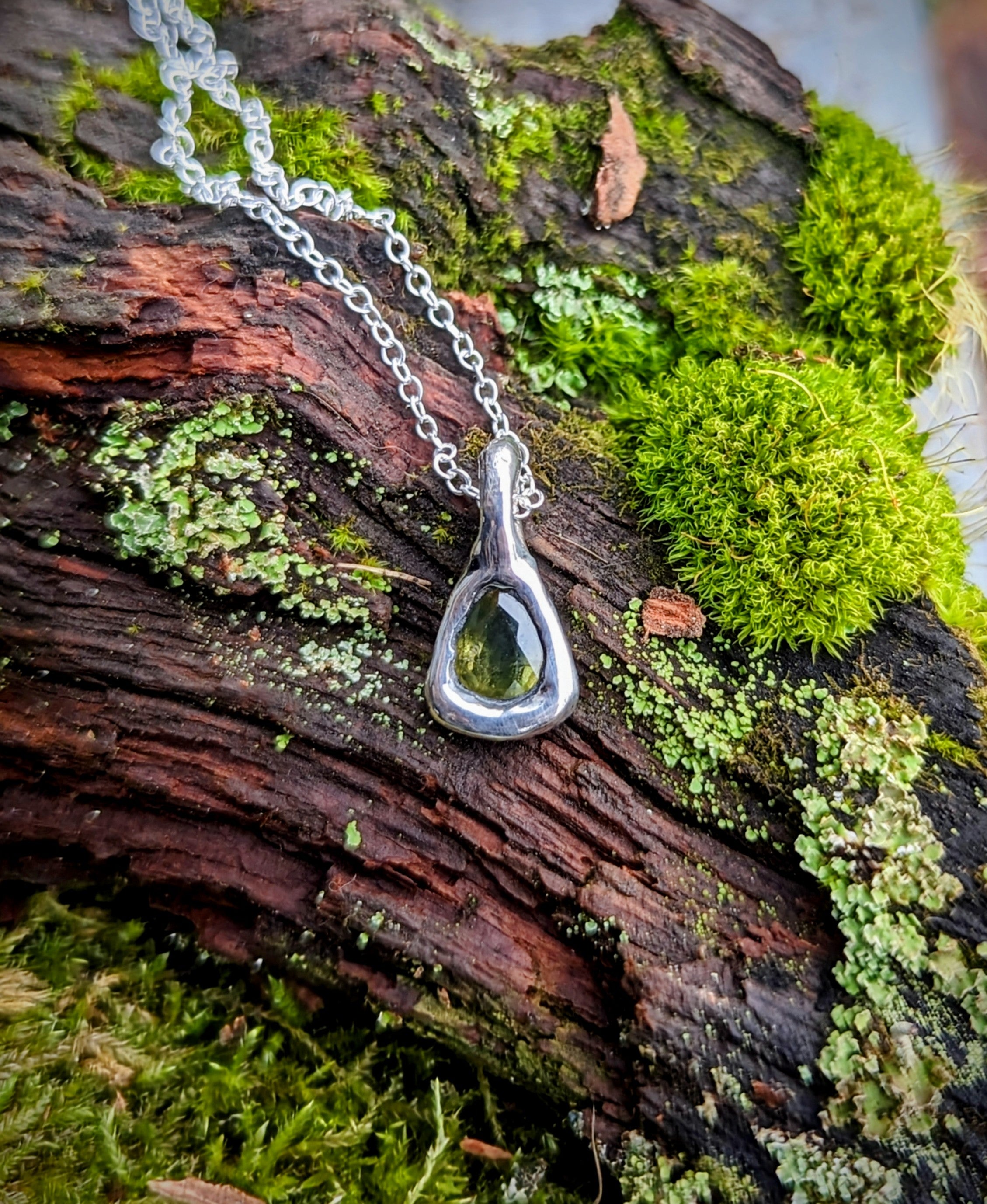 Midori Necklace, sterling and sapphire.