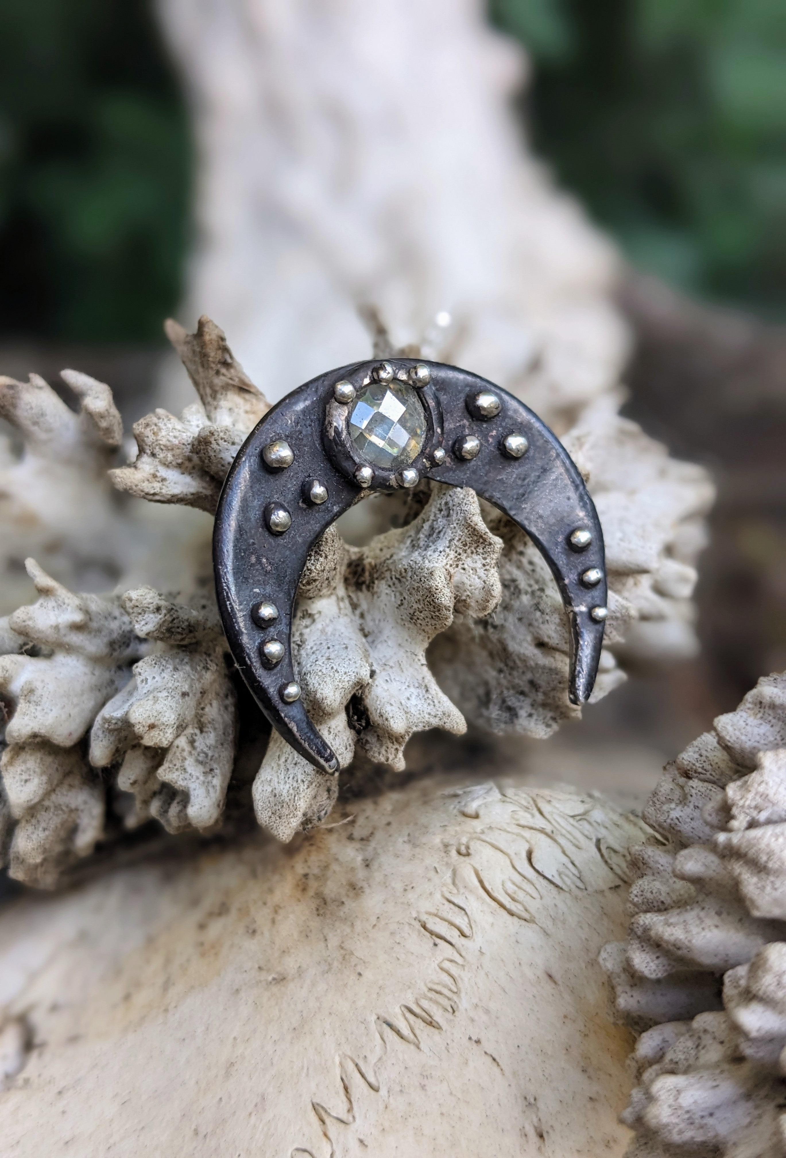 Sterling Naja Luna with Cushion Cut Moissanite.