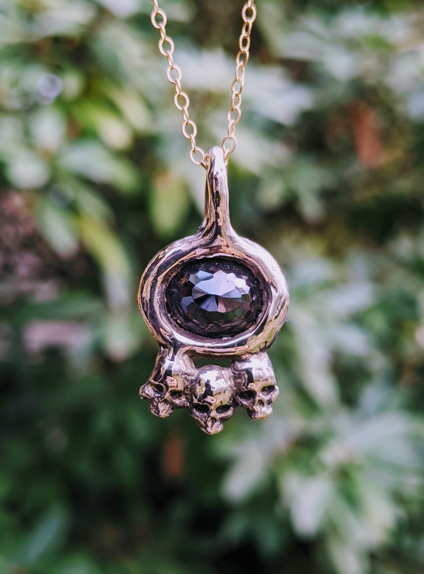 Hecate Necklace, Black Moissanite