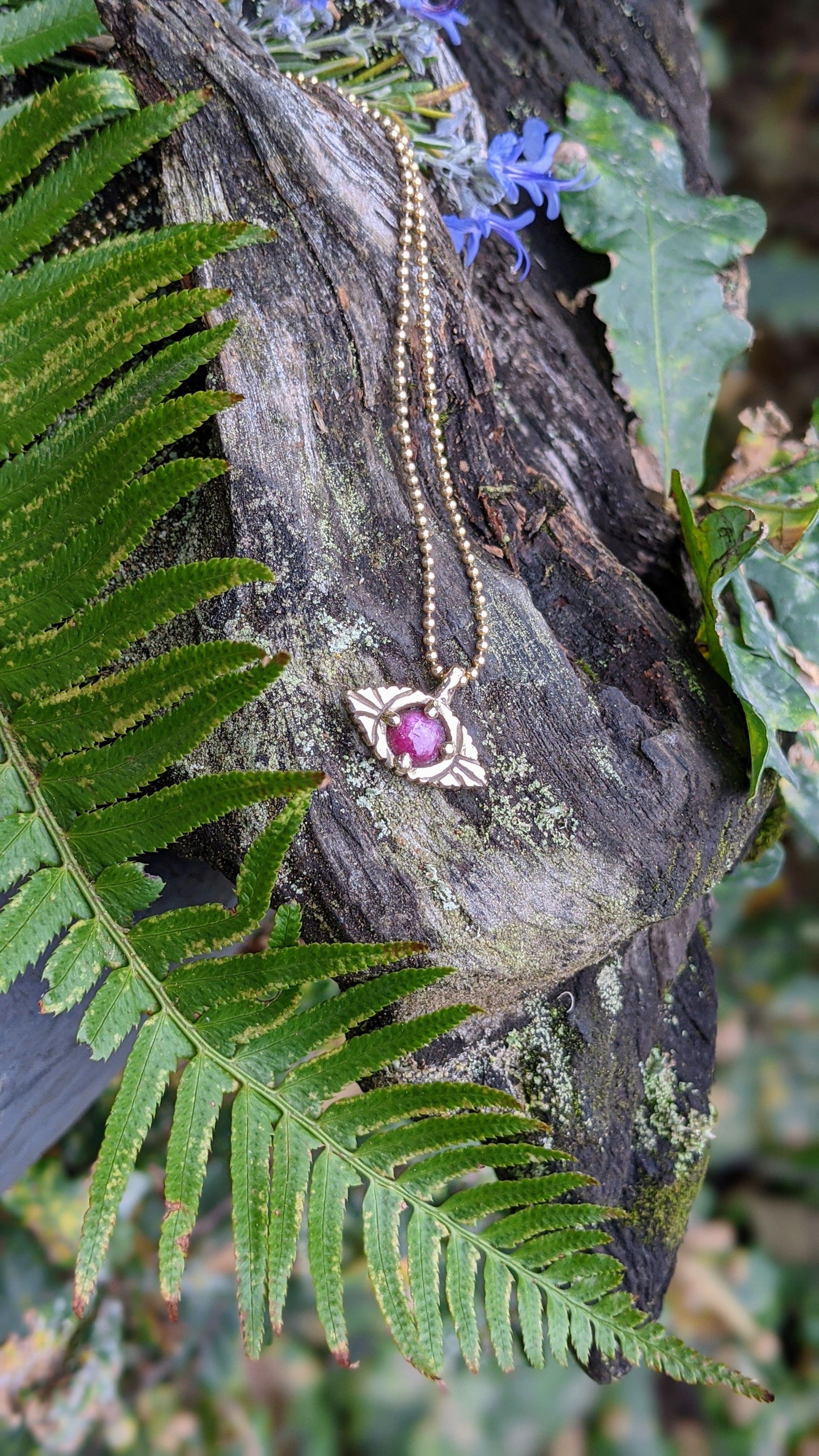 14k Gold Evil Eye Necklace with Star Ruby