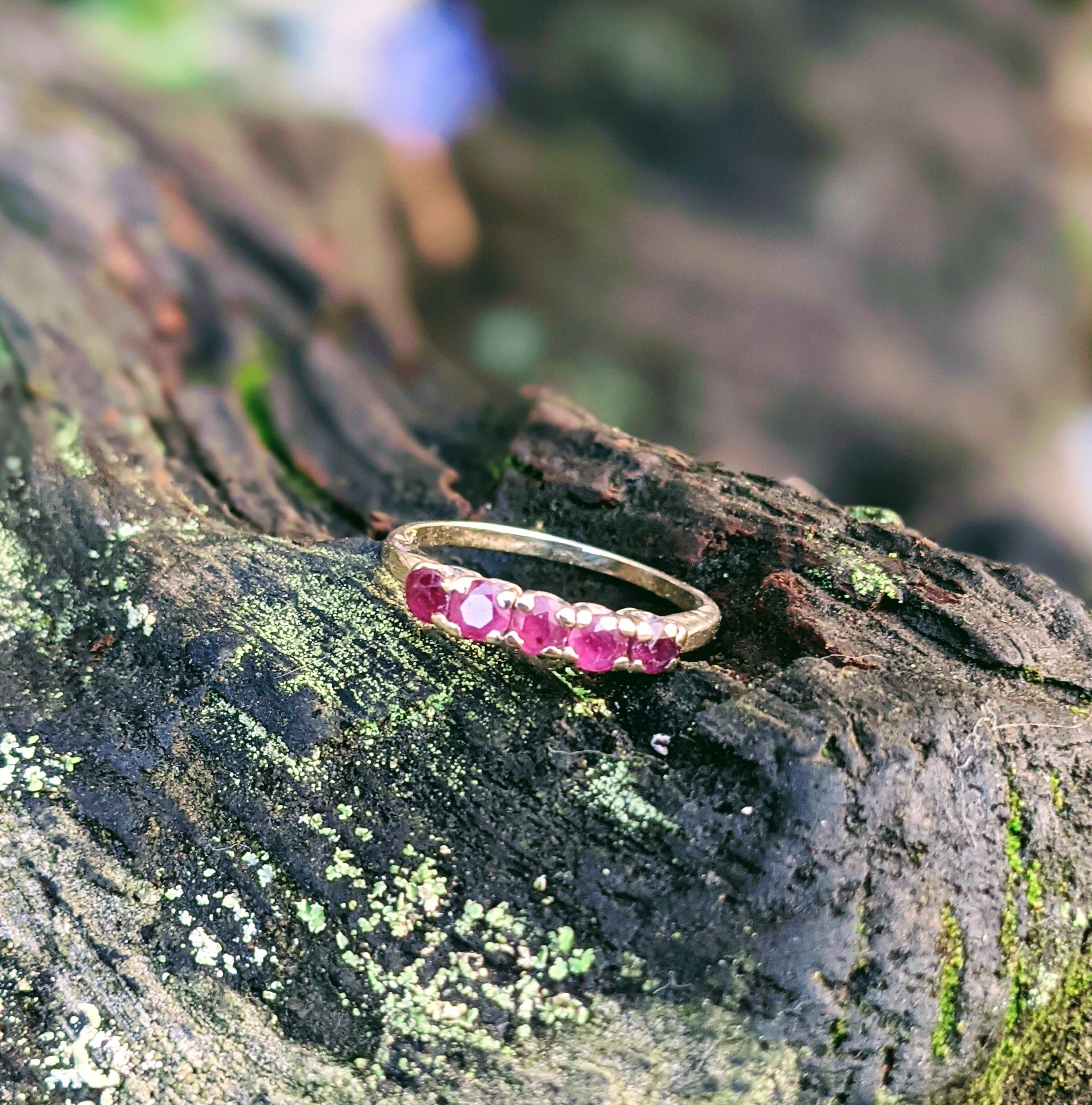 Antique 10k Gold Ruby Eternity Band, Size 5