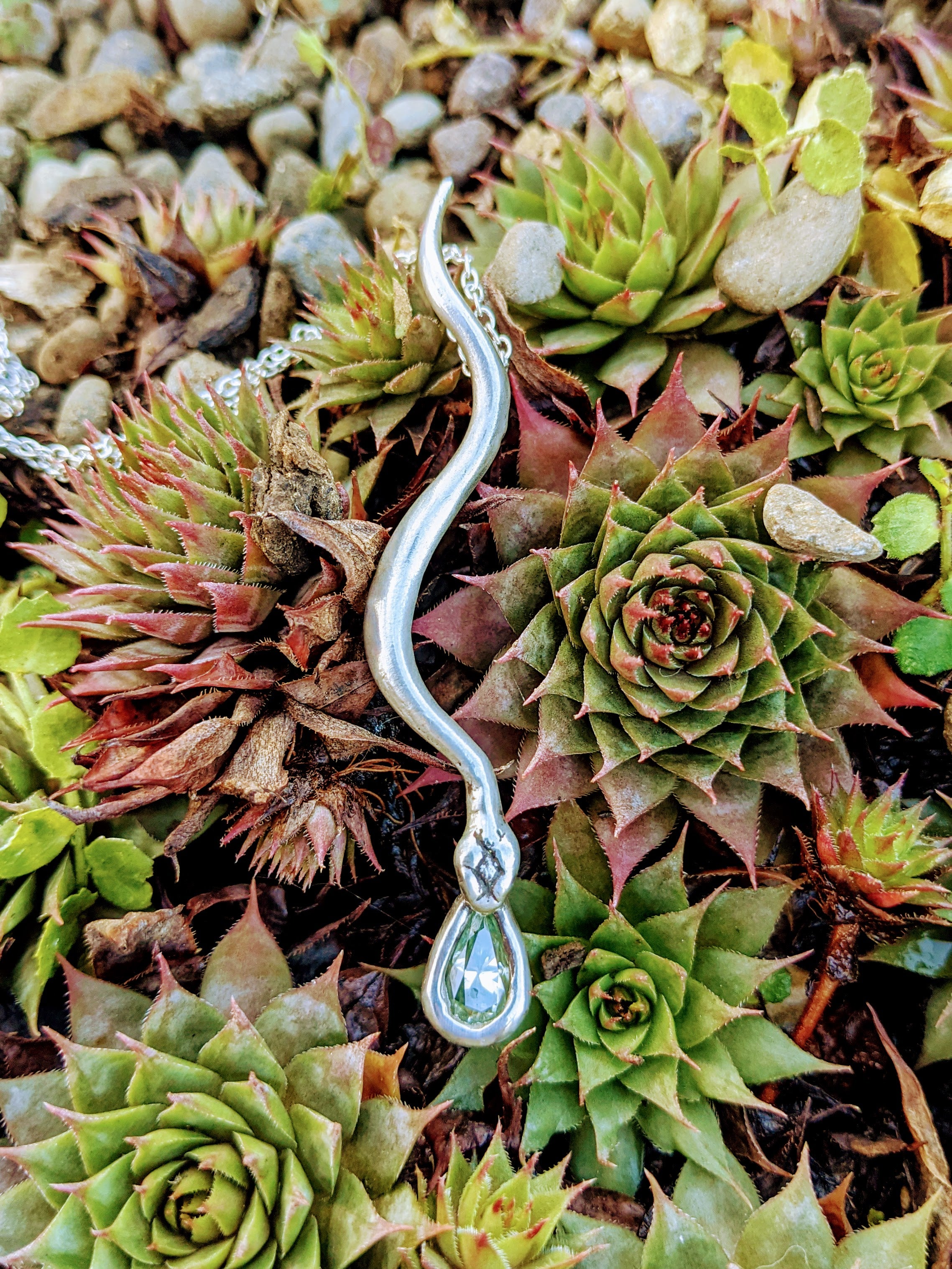 The Rain Snek Necklace, Aquamarine