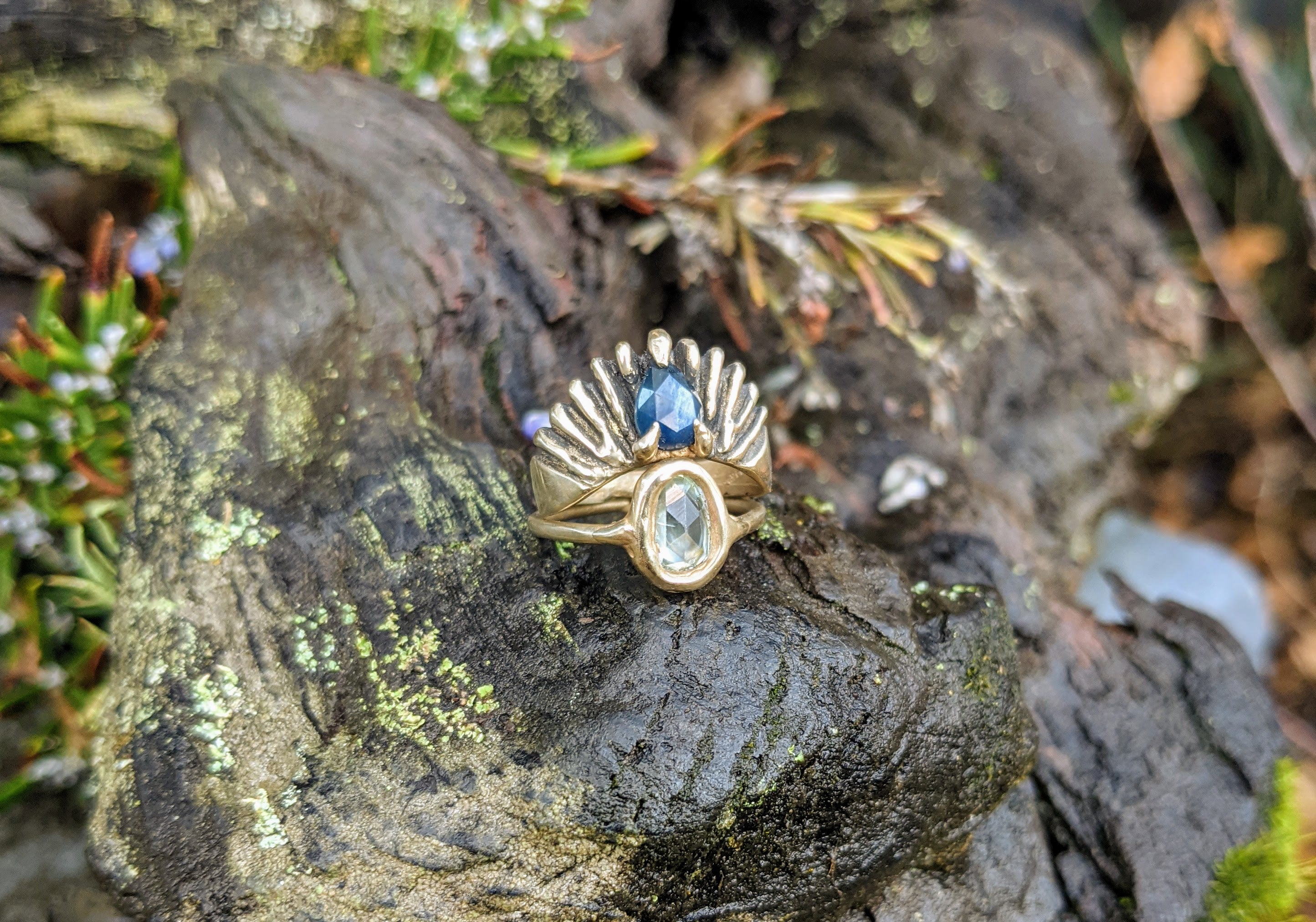 Star Sapphire Fan Crown Ring, Size 6