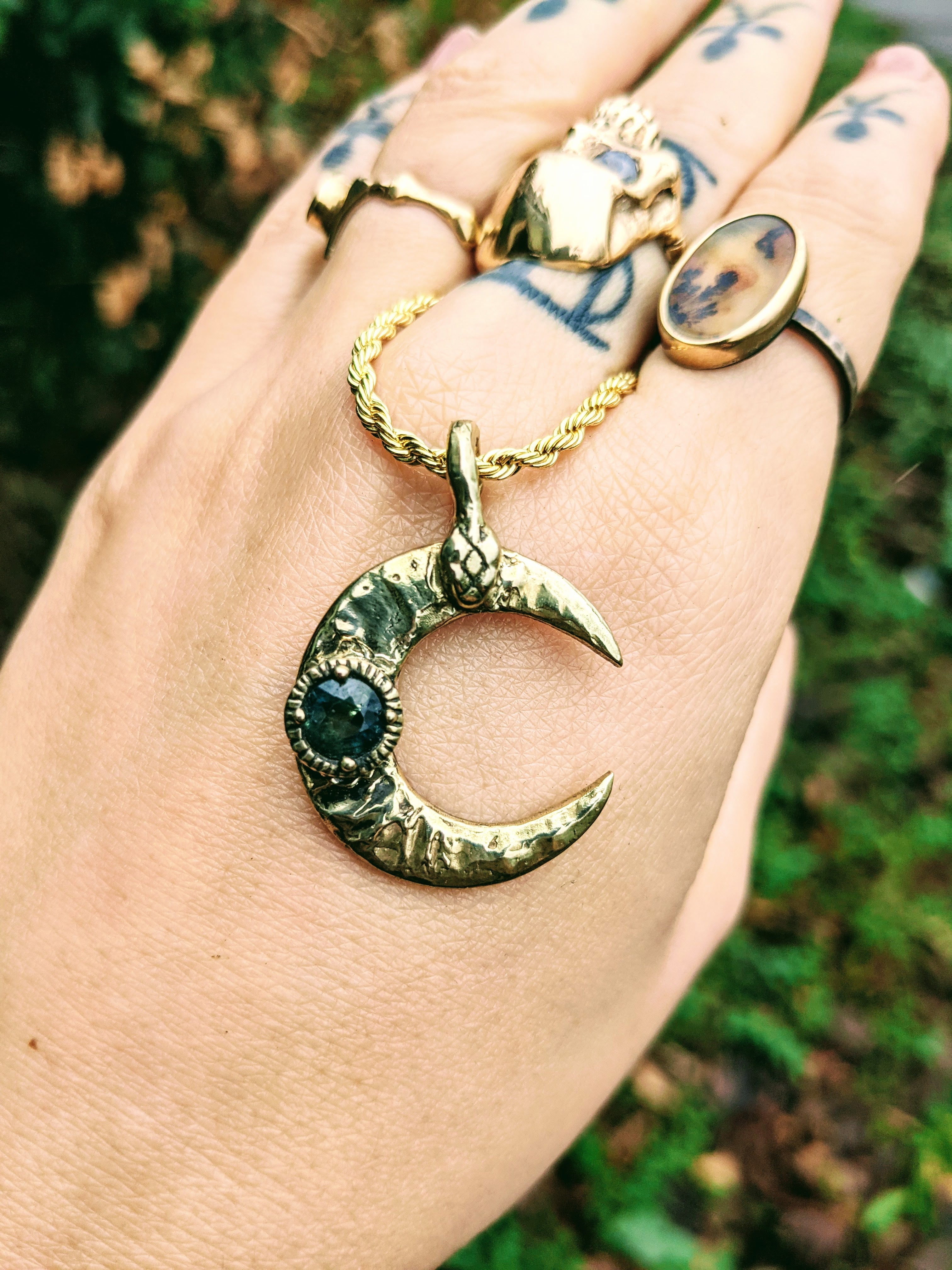 Medium Luna Serpent Necklace, Australian Parti Sapphire