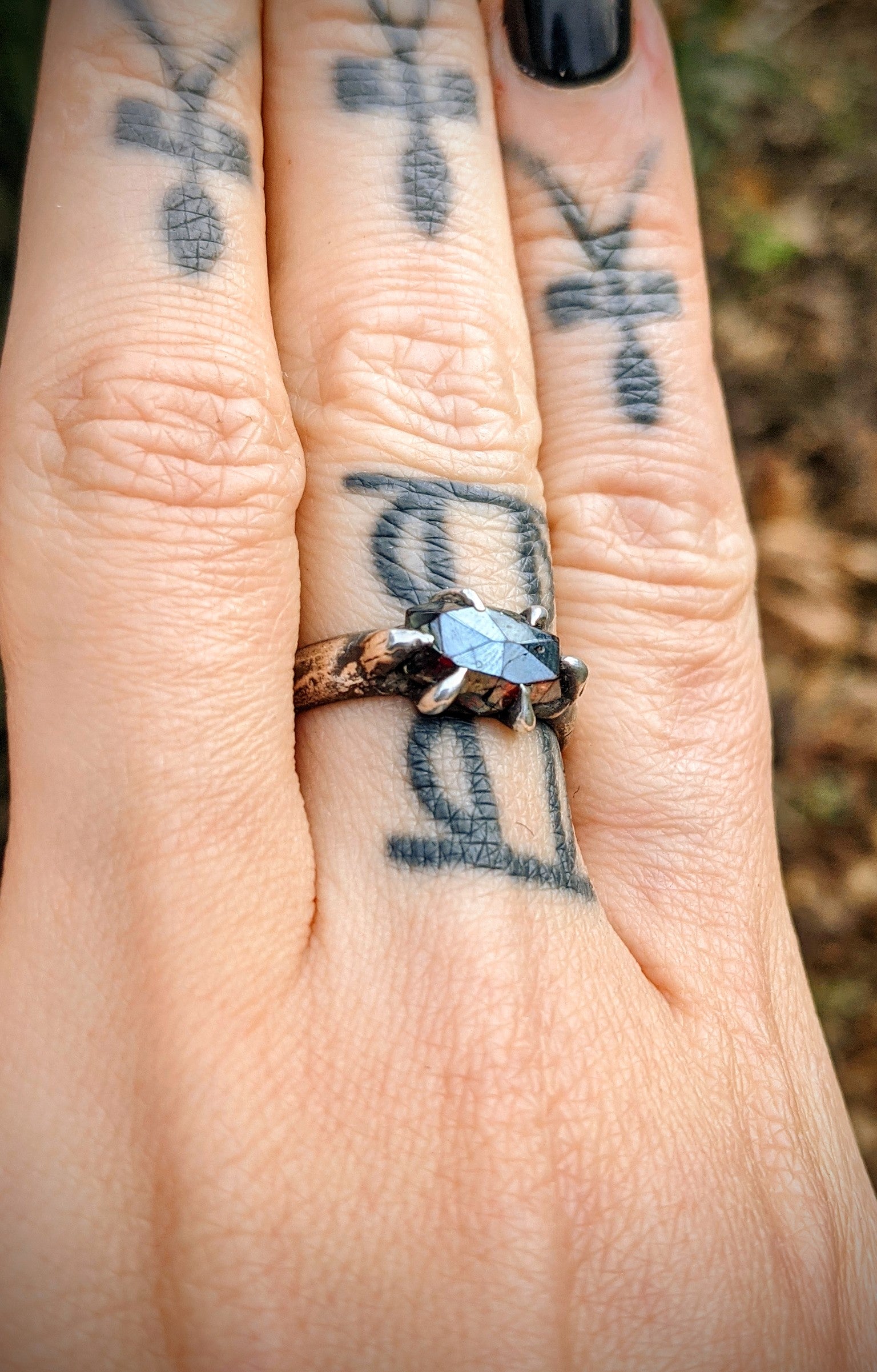 Harpy Ring, Sterling and Garnet, Size 7