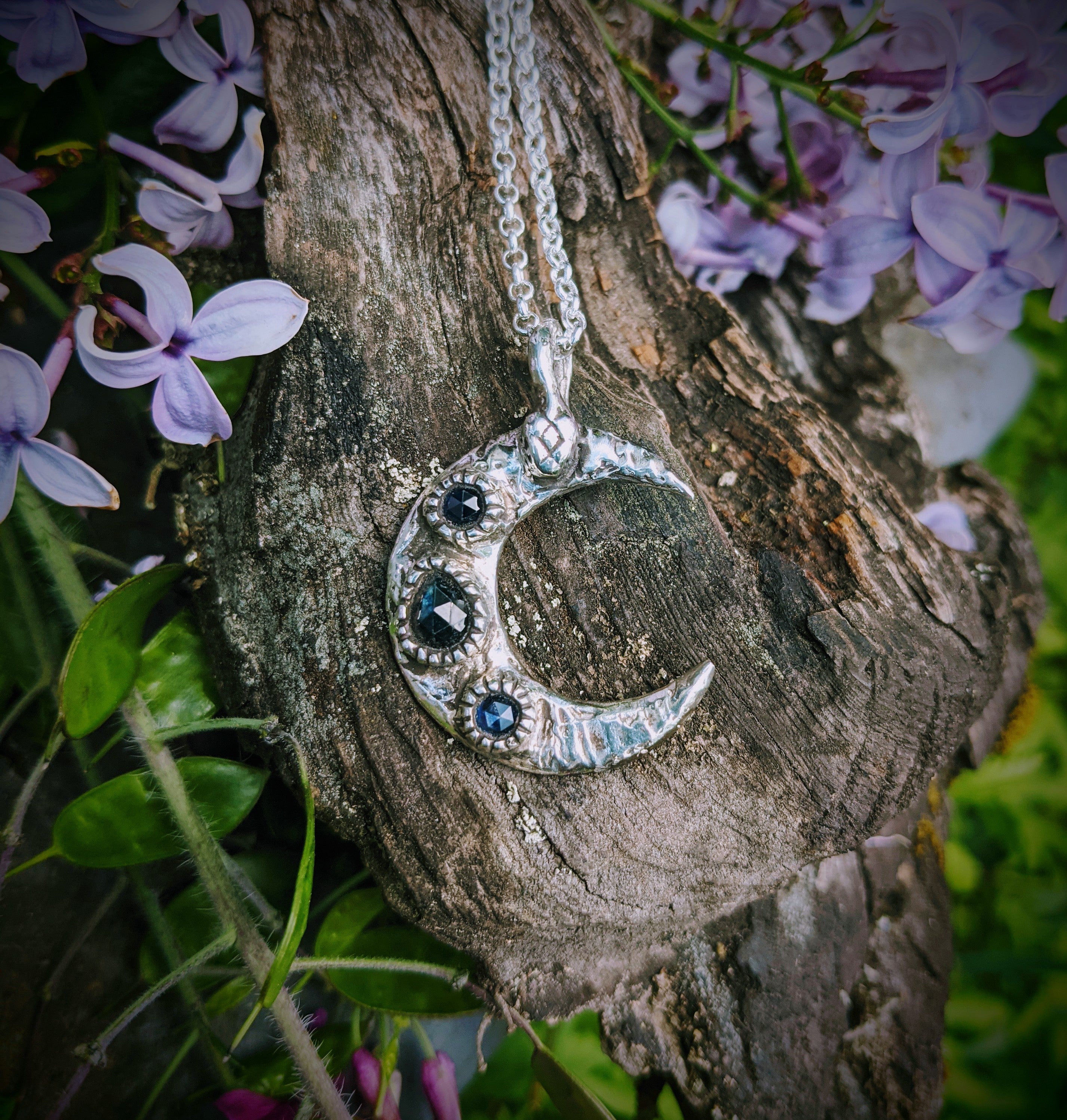 Serpent Luna in Sterling Silver with Blue Star Sapphires