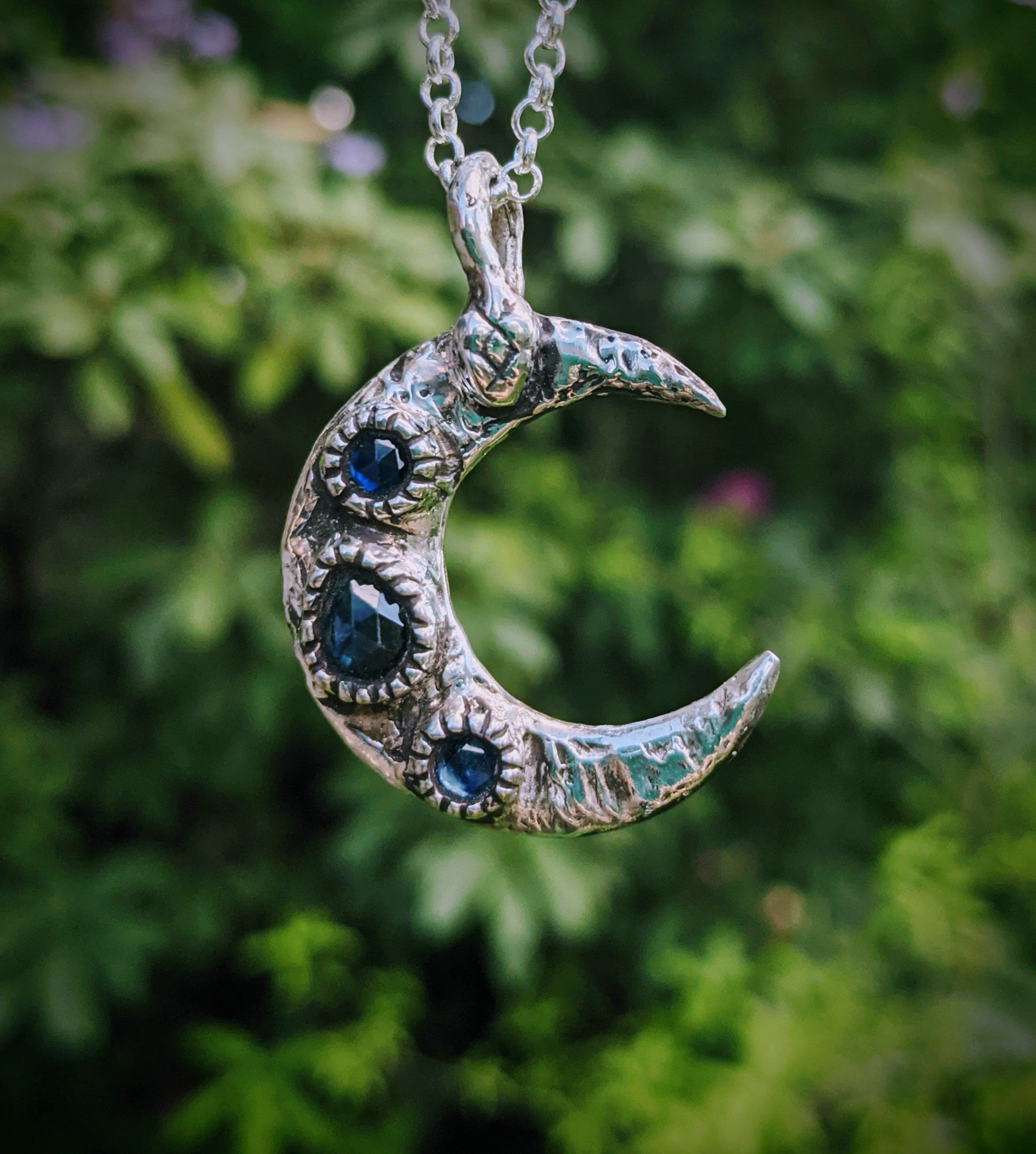 Serpent Luna in Sterling Silver with Blue Star Sapphires