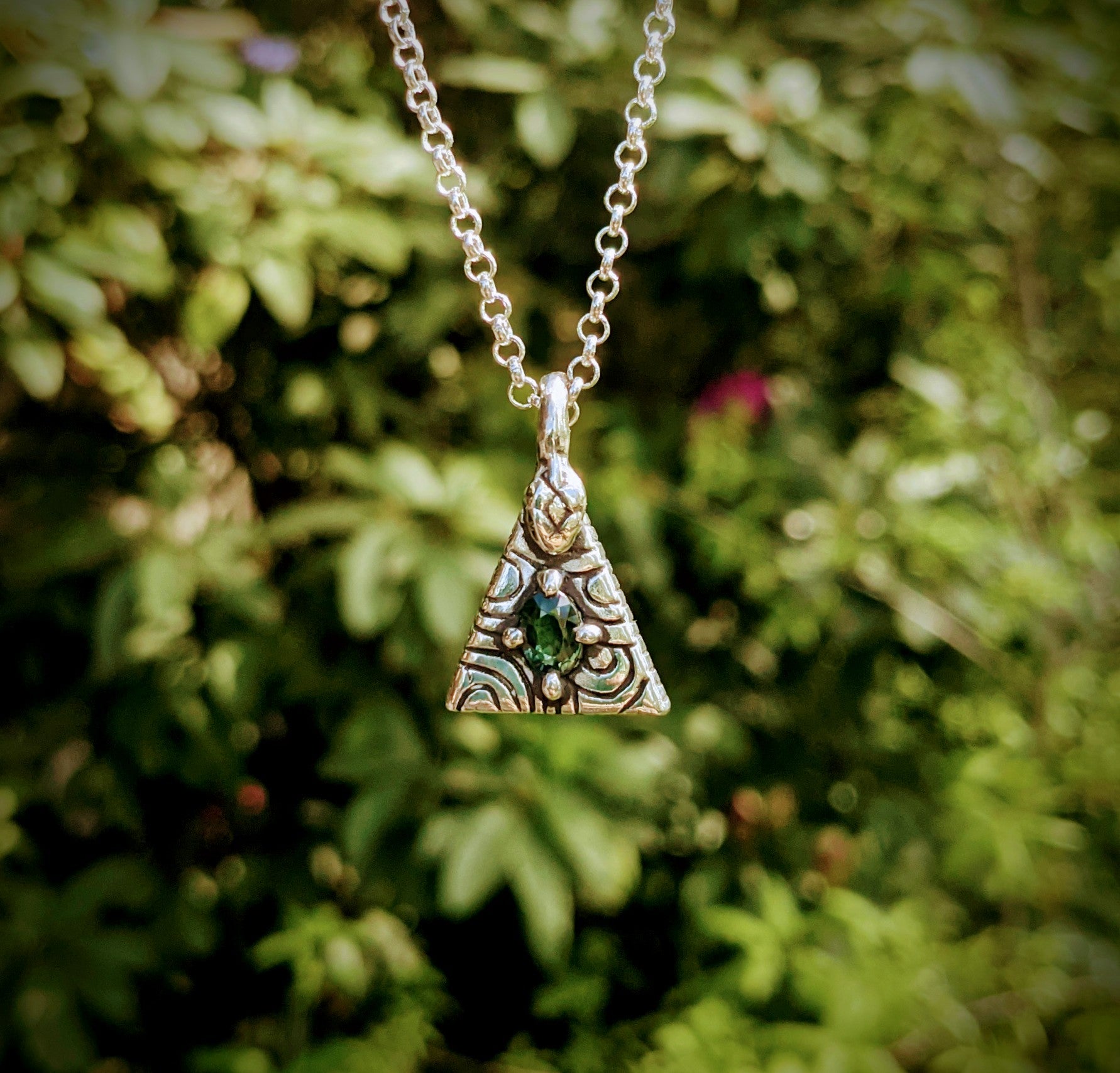 Serpent Pyramid in Sterling Silver with Teal Sapphire