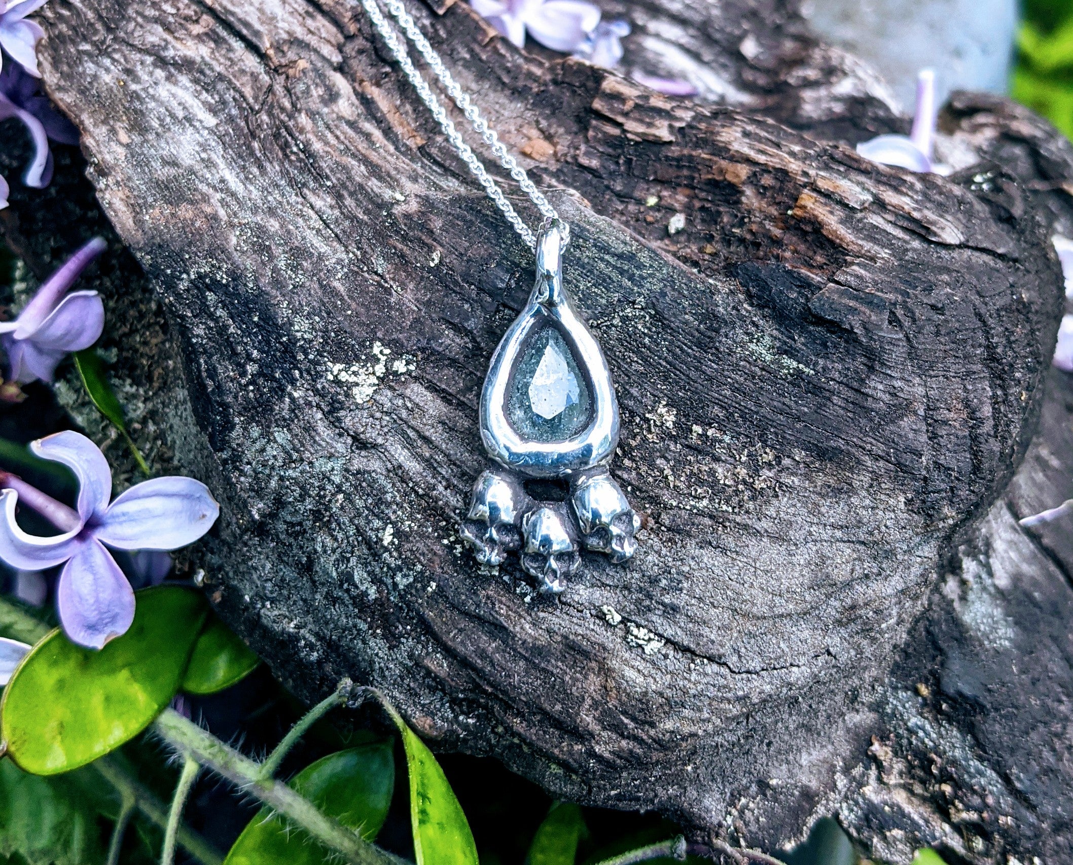 Hecate Necklace, Sterling and Ice Blue Sapphire