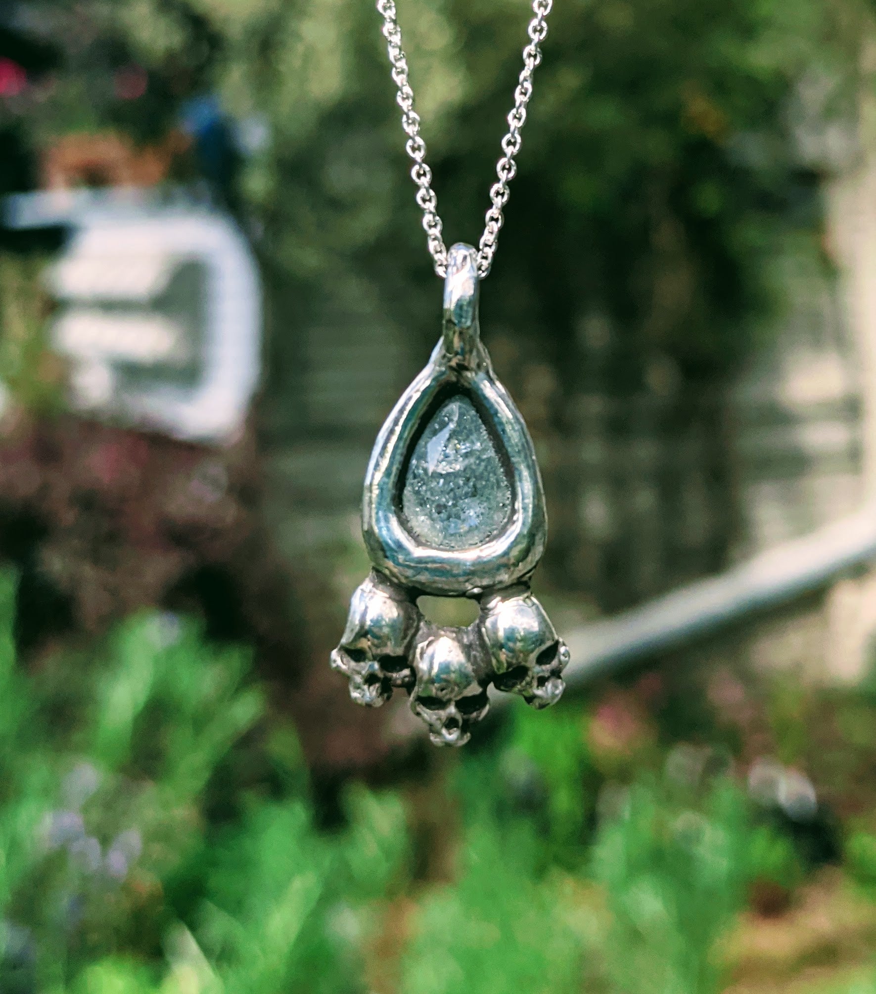Hecate Necklace, Sterling and Ice Blue Sapphire