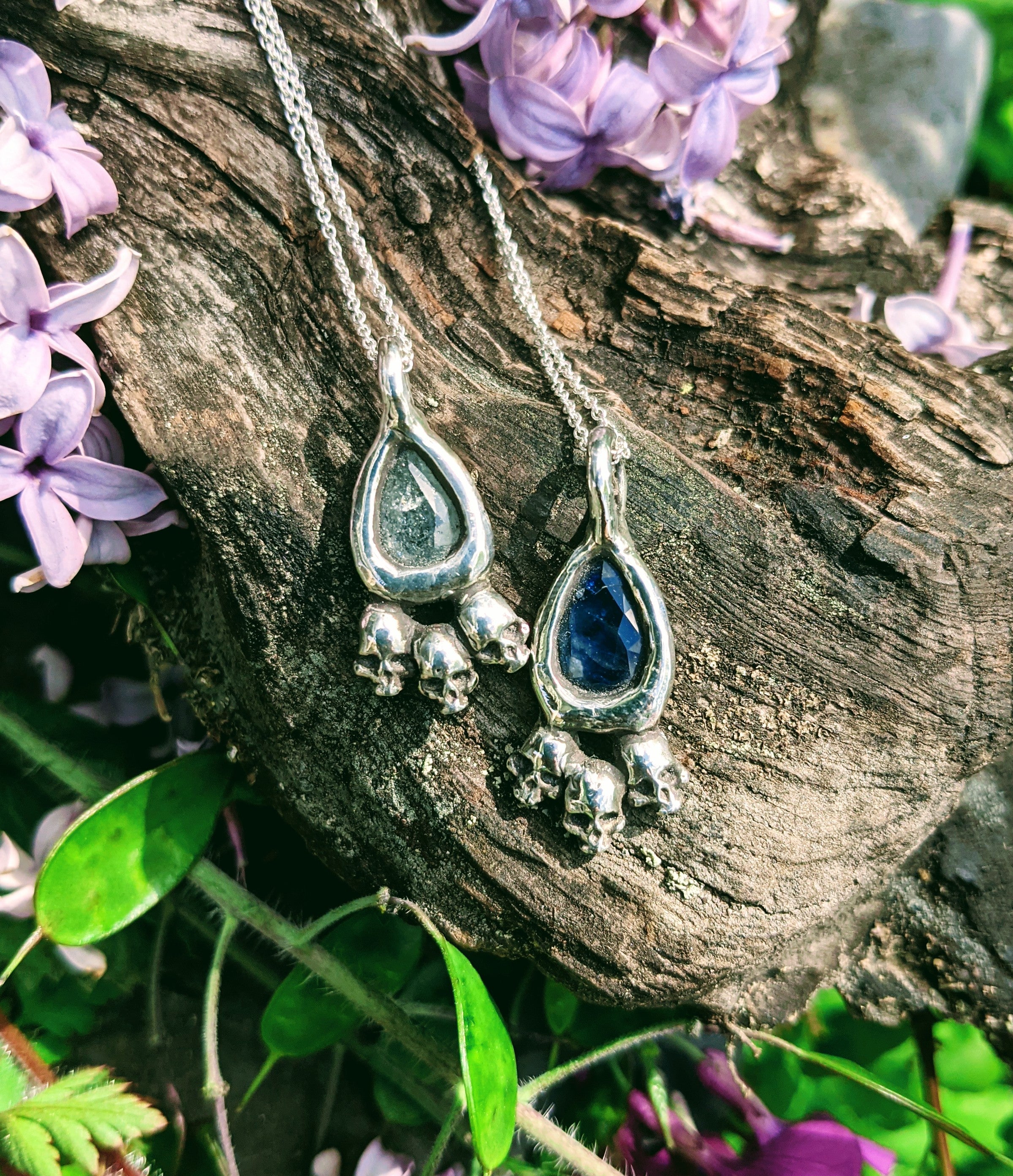 Hecate Necklace, Sterling Silver and Royal Blue Sapphire