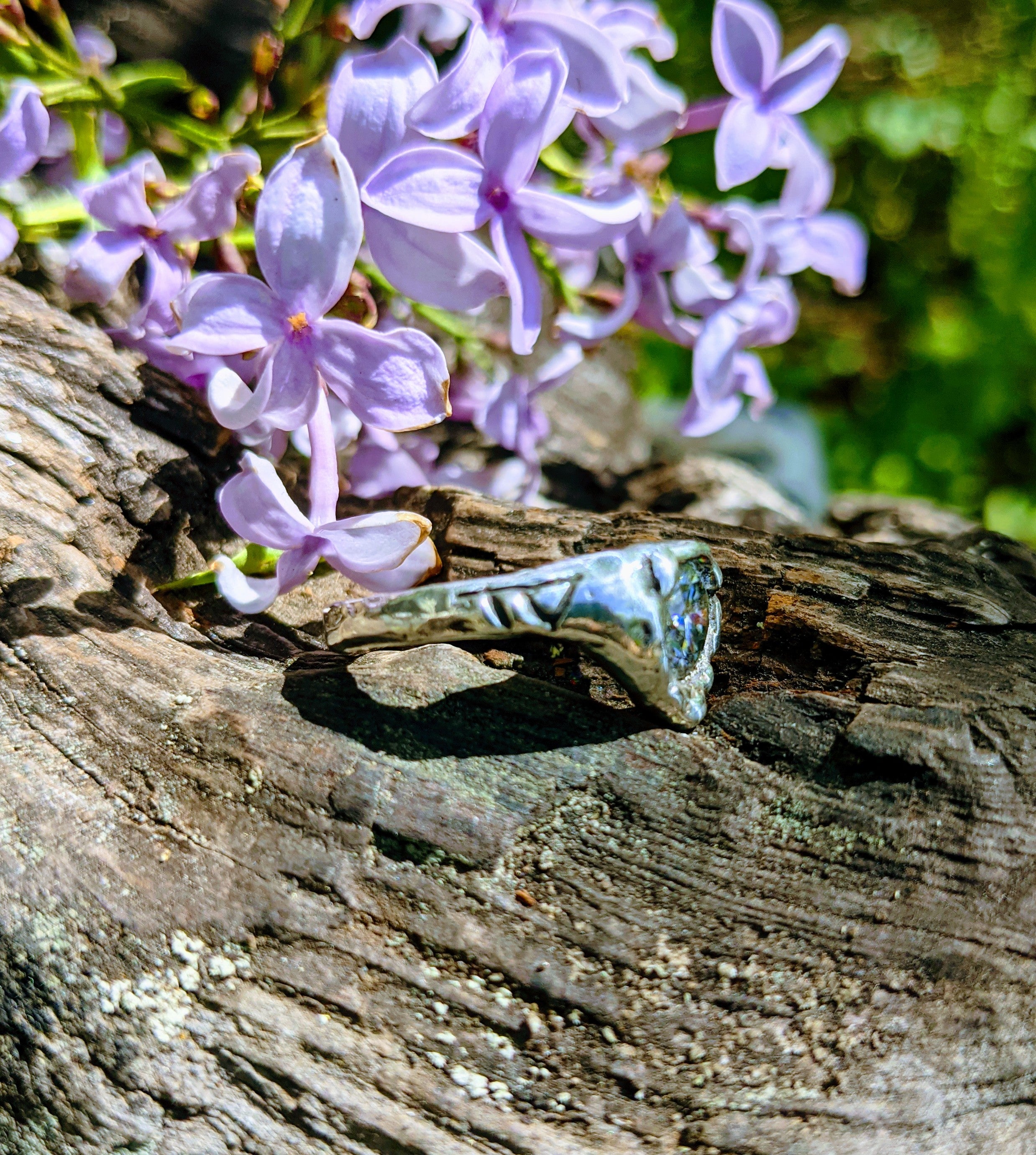 Frigga Ring, Sterling silver with Gray Moissanite Size 6.25