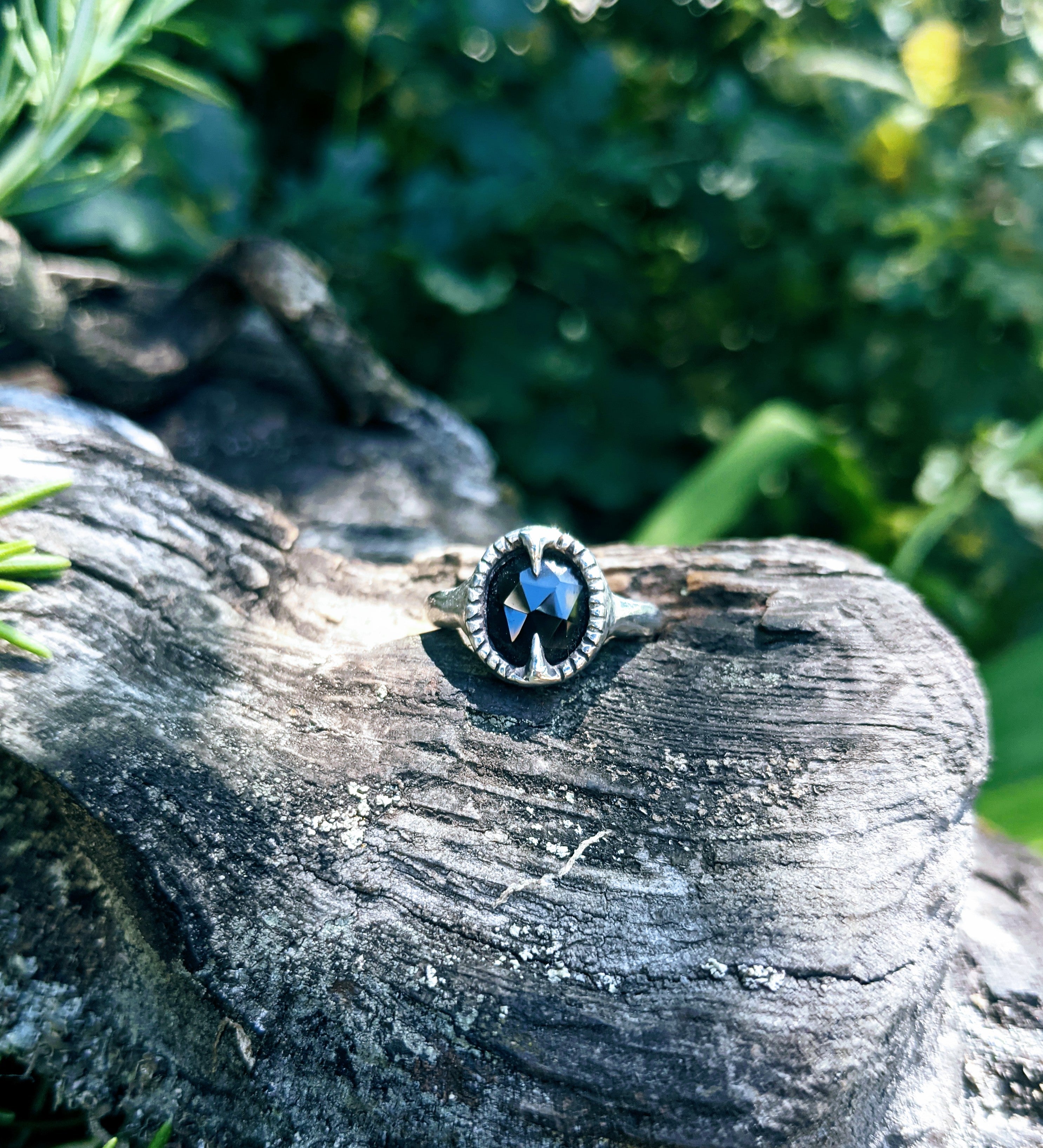 Kiba Ring, Sterling and Black Spinel, Size 5.75-6