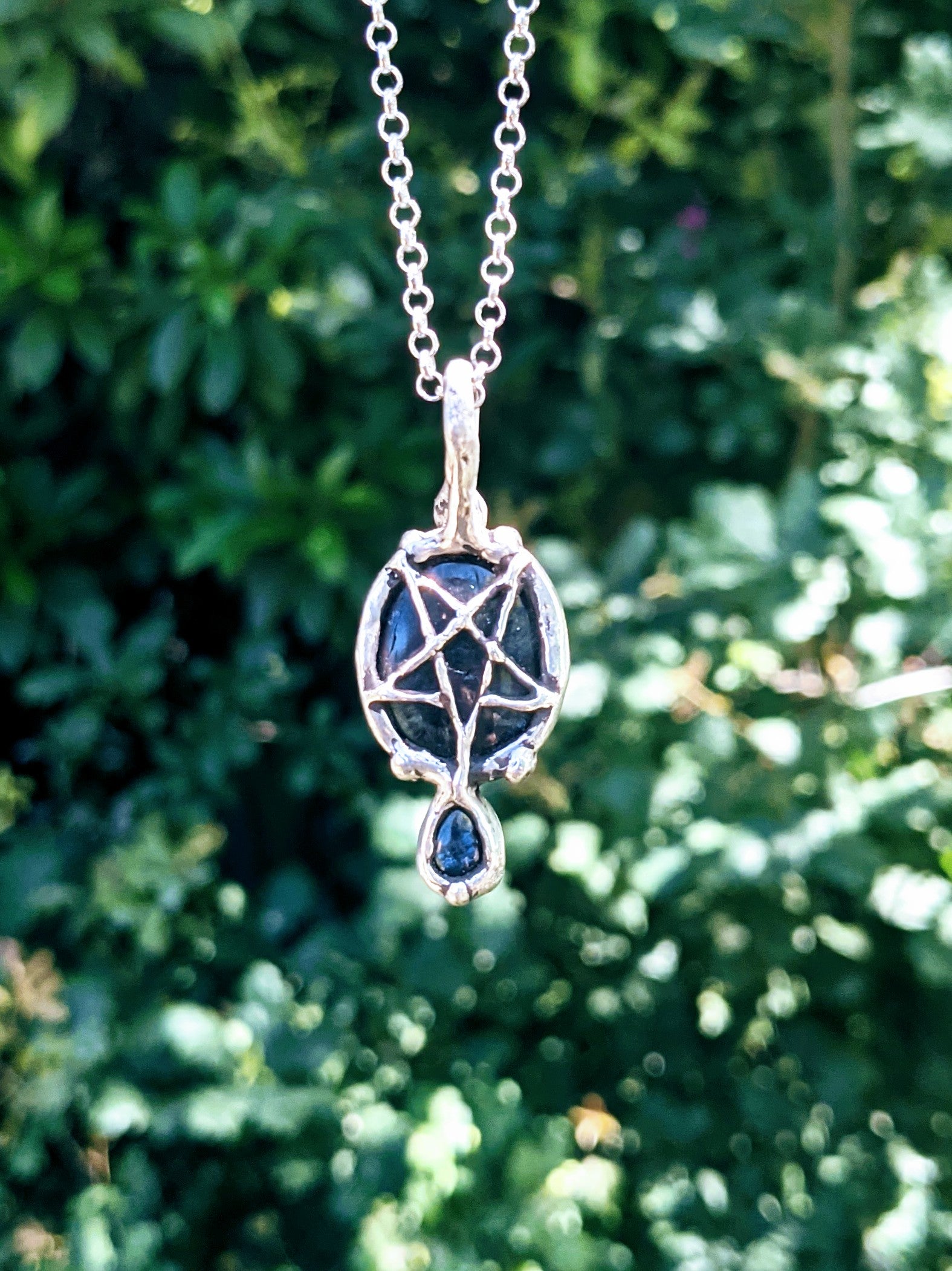 Mother of Time Pendant, Sterling and Blue Star Sapphire
