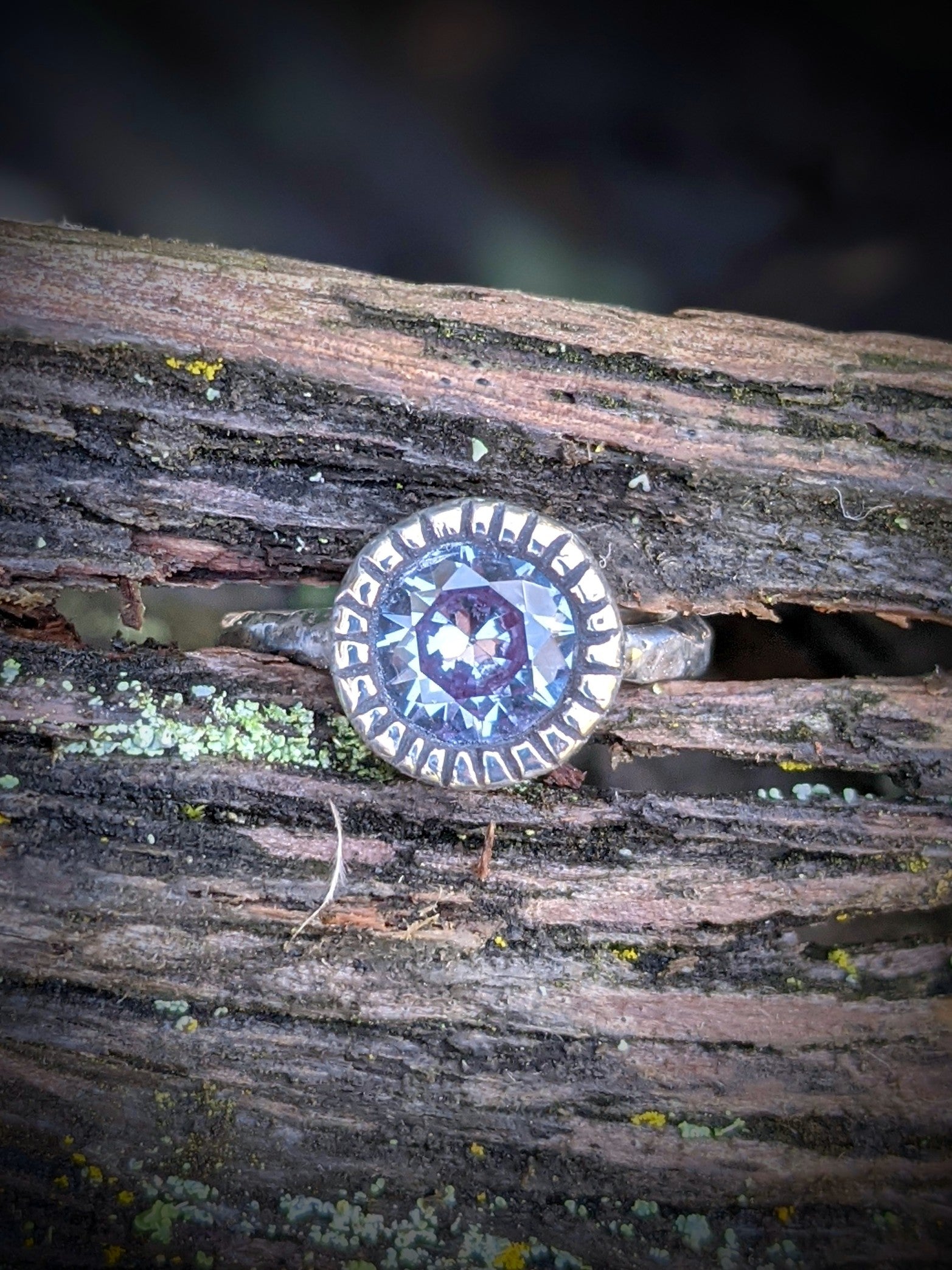 Trudith Ring, Color Change Alexandrite and Silver, Size 7-7.25
