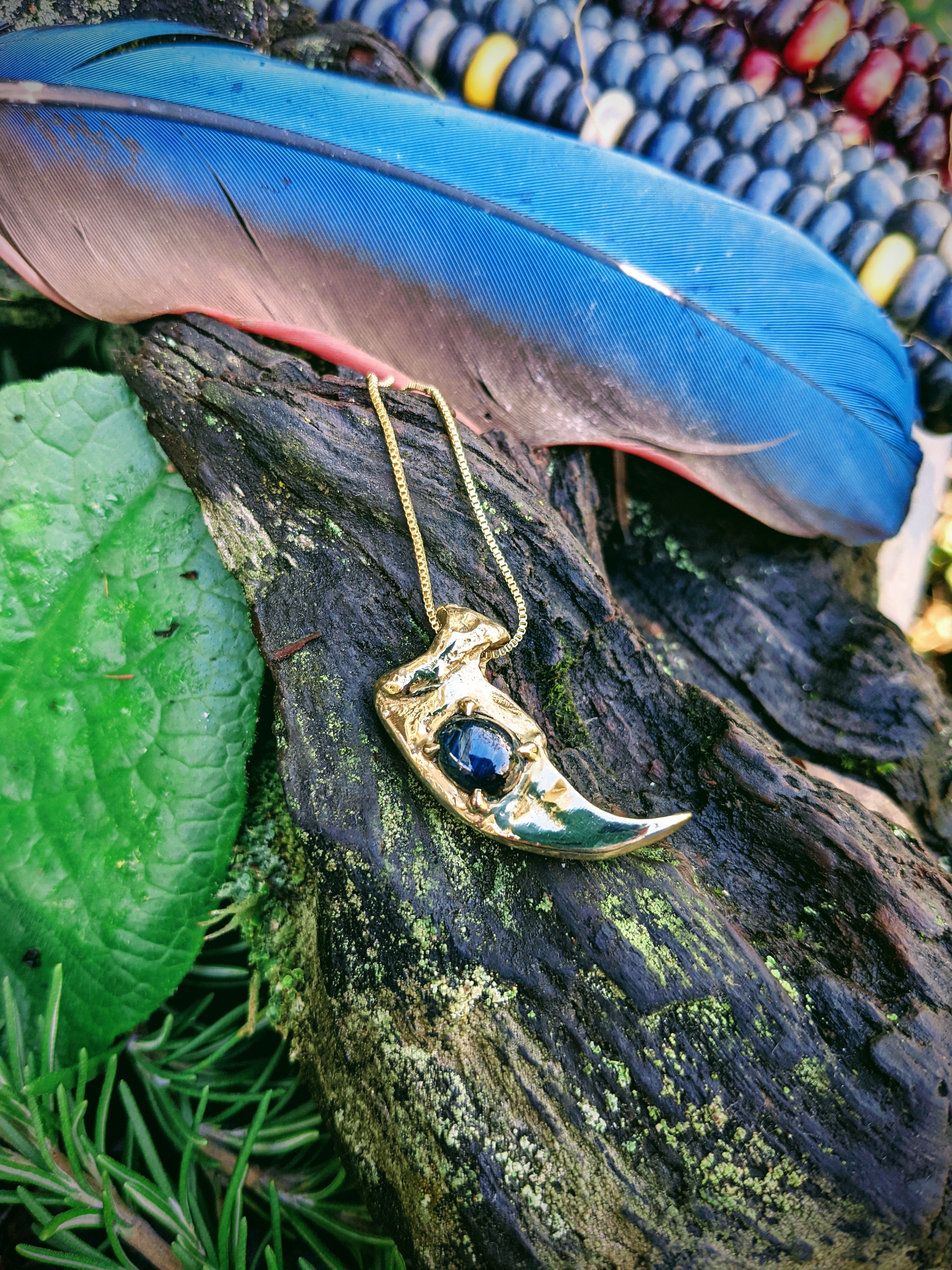 Kuma Yona Necklace, Bronze and Blue Star Sapphire.
