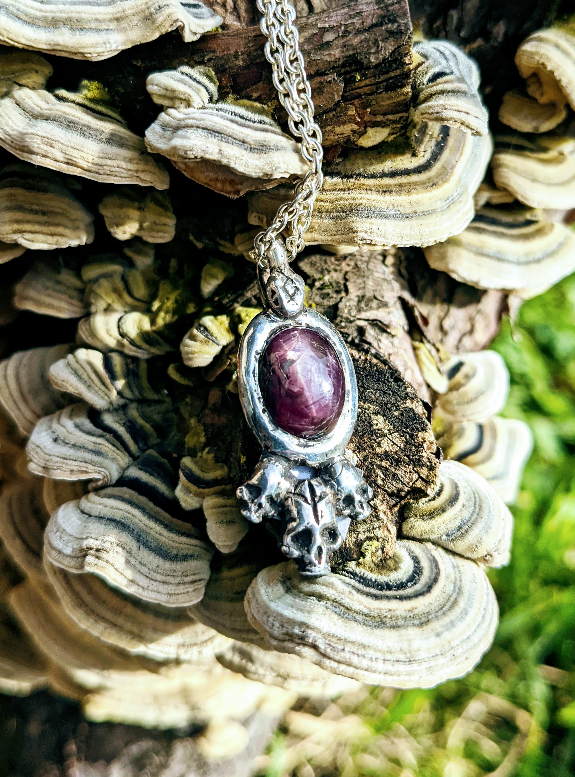 Royal Hecate Necklace, Star Ruby and Silver.