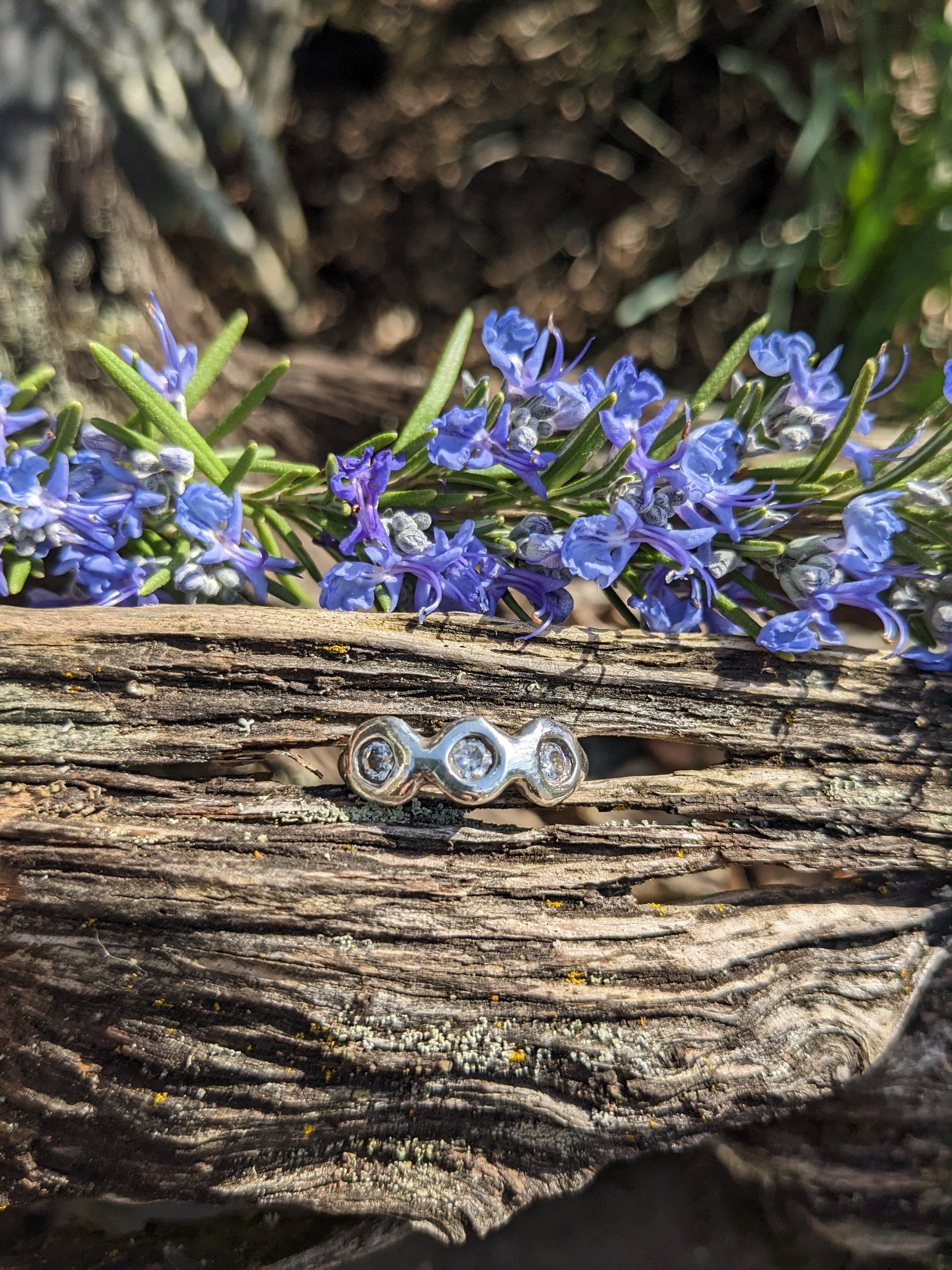 Morgana Ring, Sterling Silver and Brilliant Moissanite, Size 7.