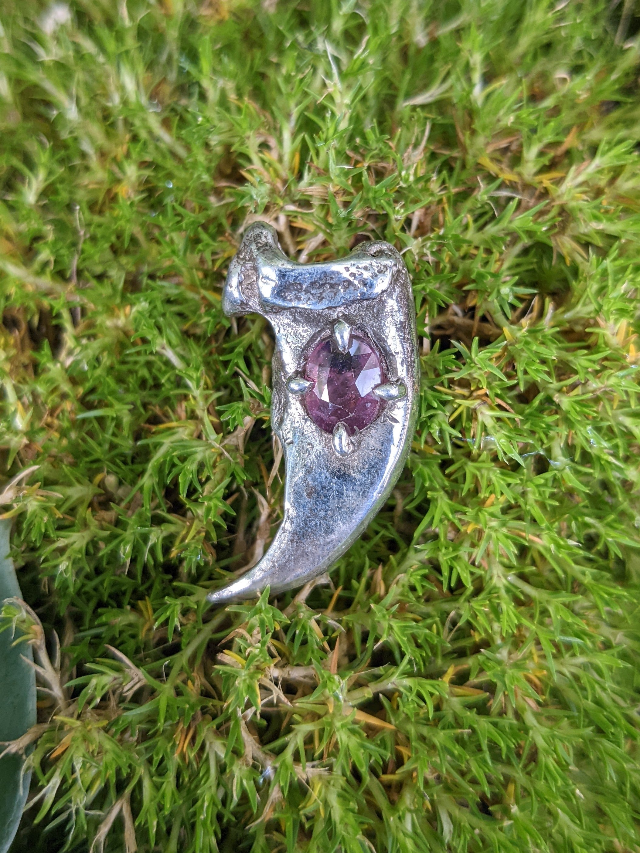 Bear Claw Necklace, Winza Sapphire and Sterling.