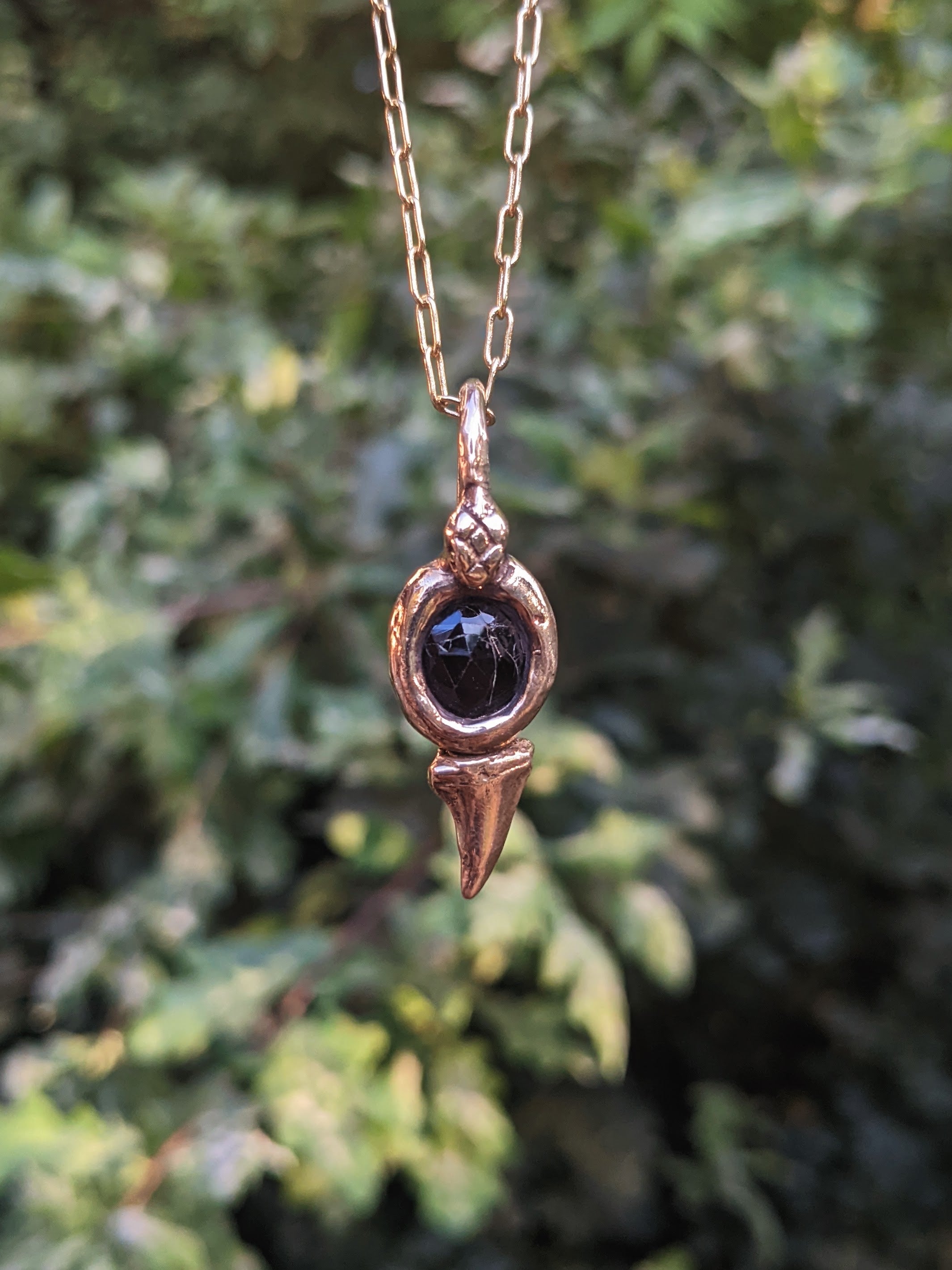 Habu-Same necklace, Black Spinel and Bronze.