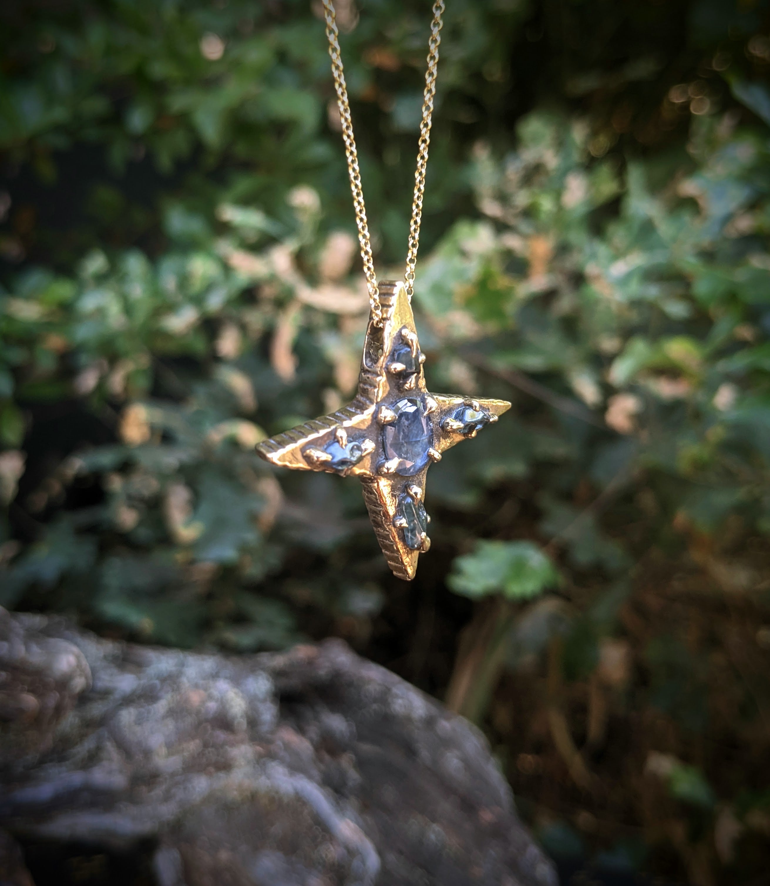 Morning Star Necklace, Blue Sapphire.