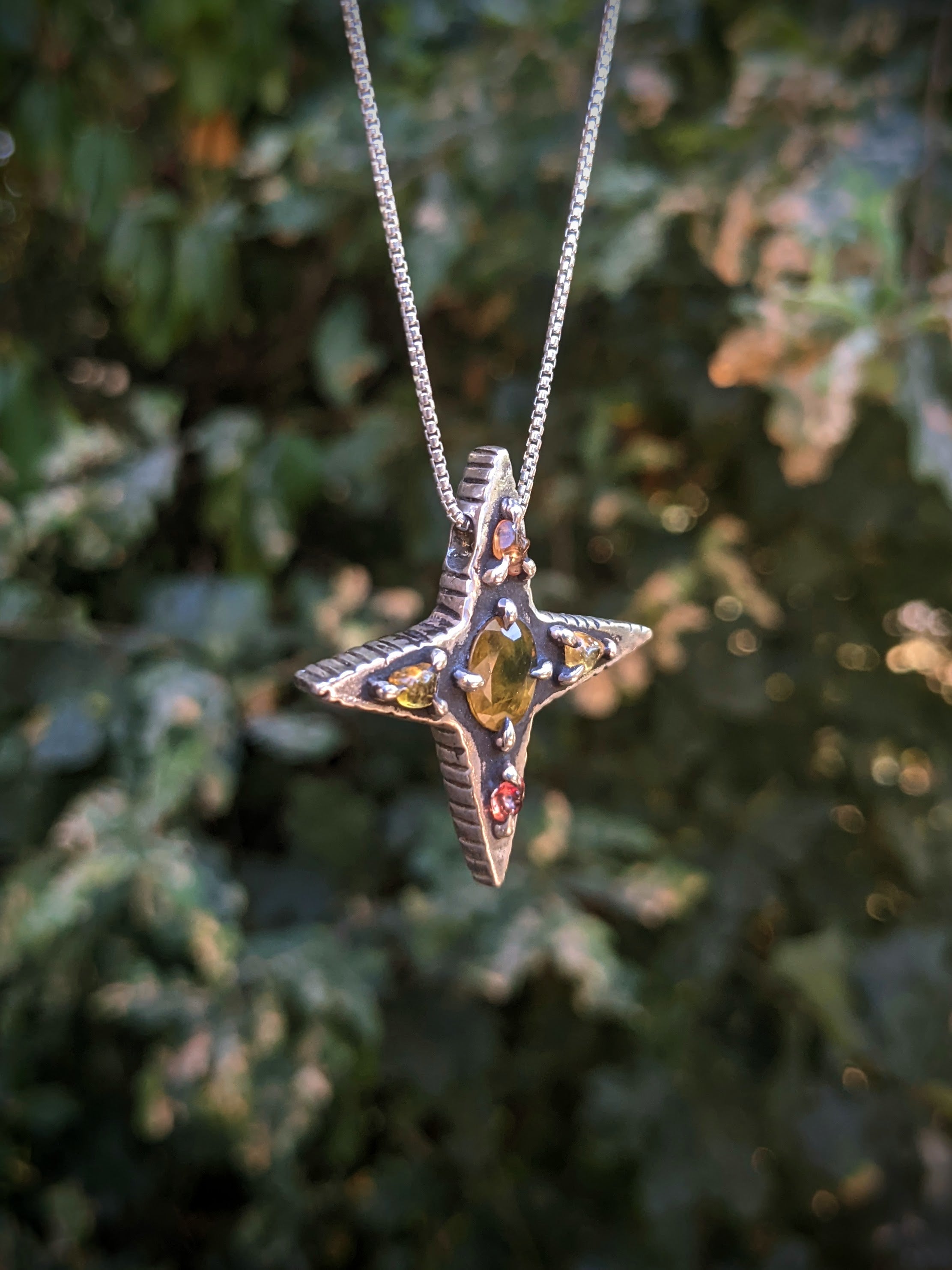 Morning Star Necklace, Yellow Parti Sapphire.