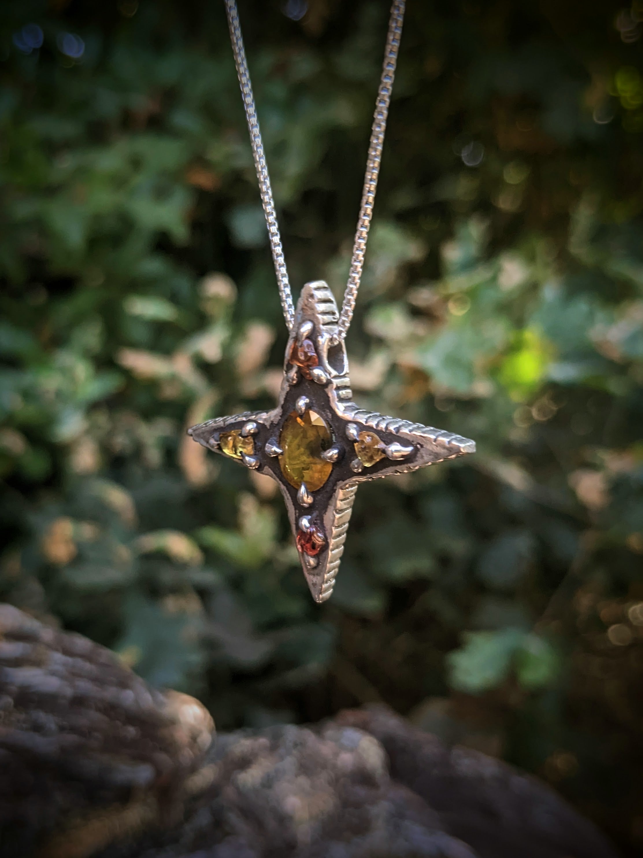 Morning Star Necklace, Yellow Parti Sapphire.