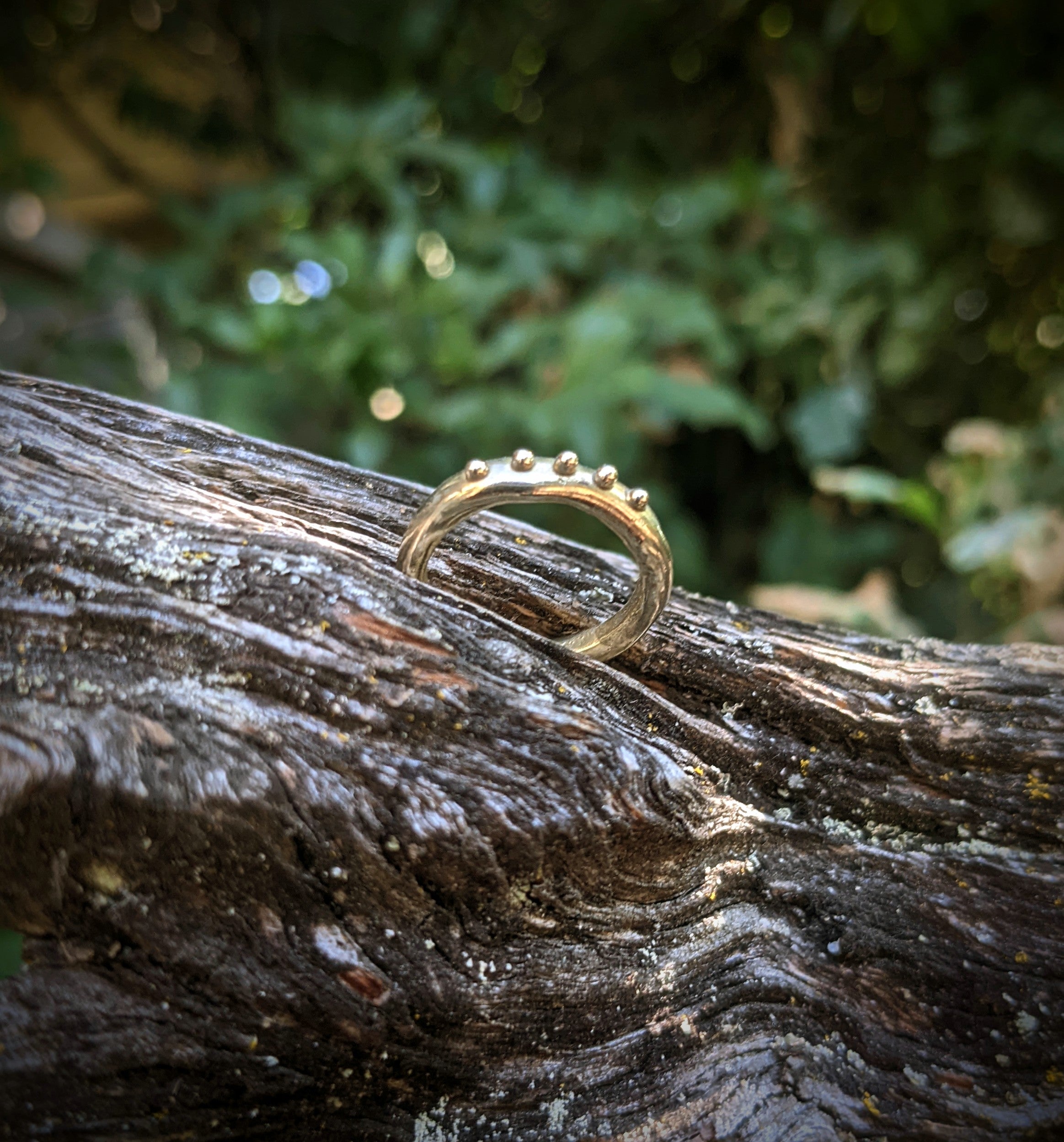 Nubby Ring, Golden Brass, Size 5.