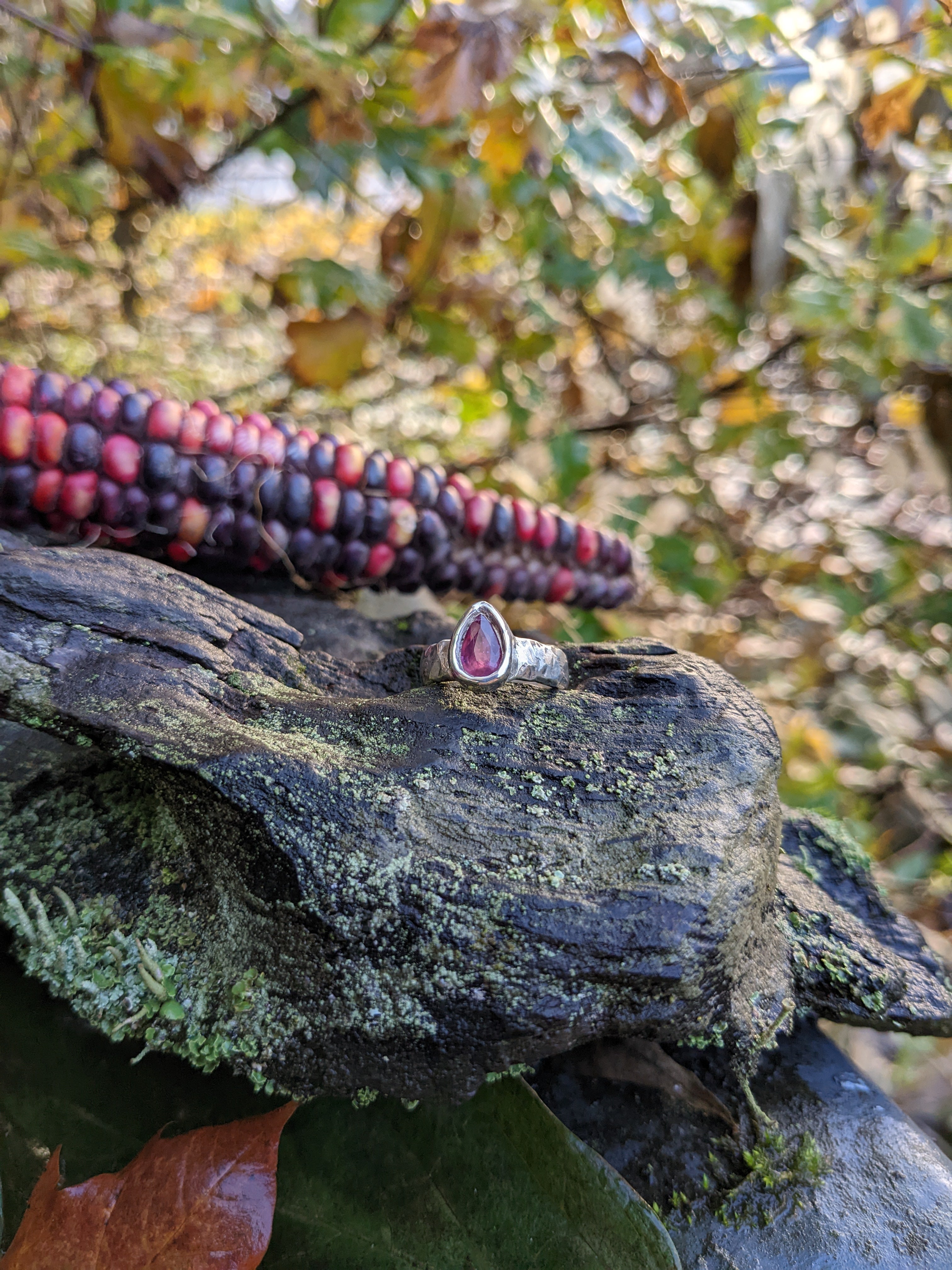 Hanabira Ring, Sterling and Ruby, size 6.