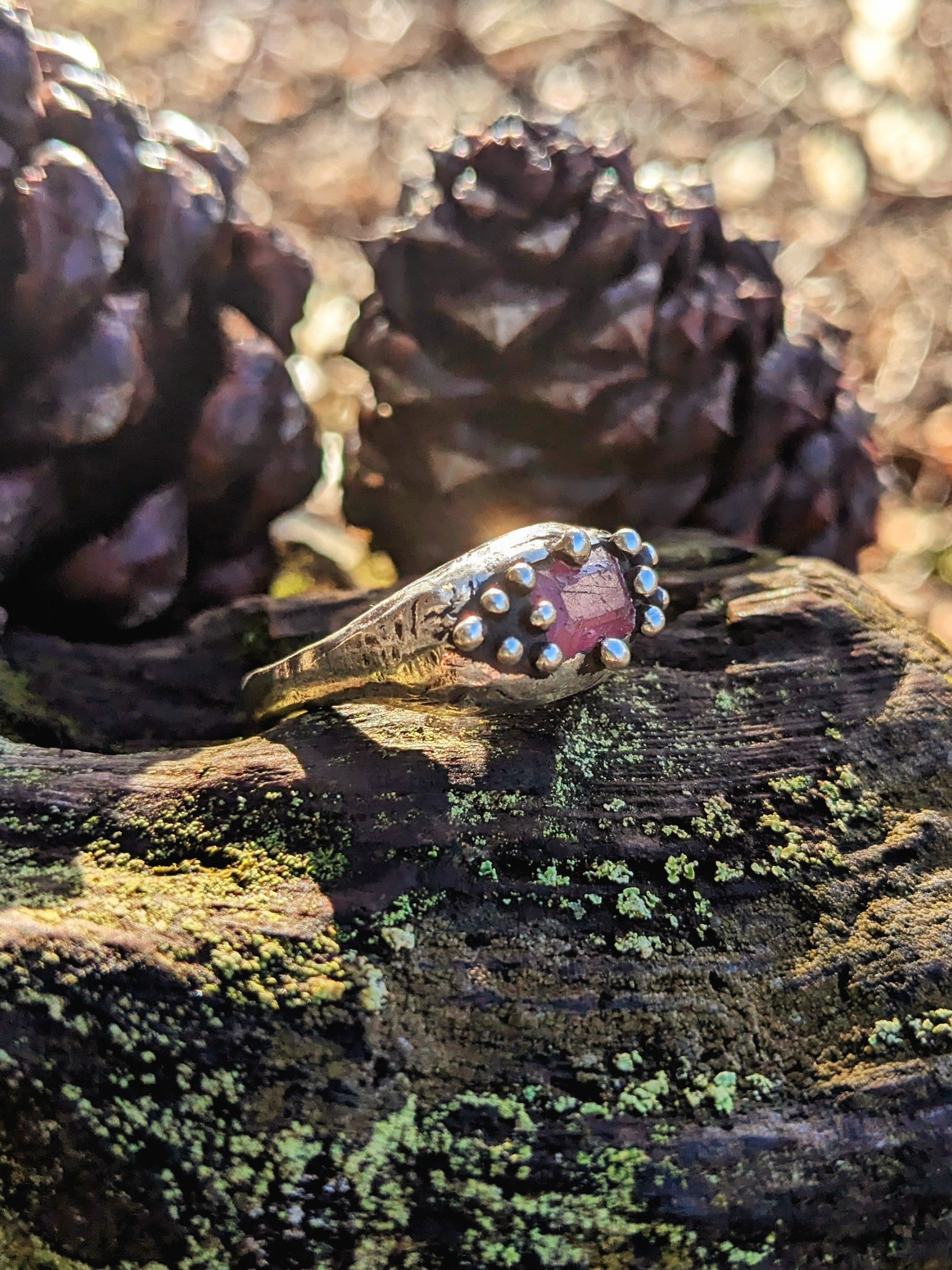 Arjuani Ring, Sterling and Antique Ruby Paste, 8.