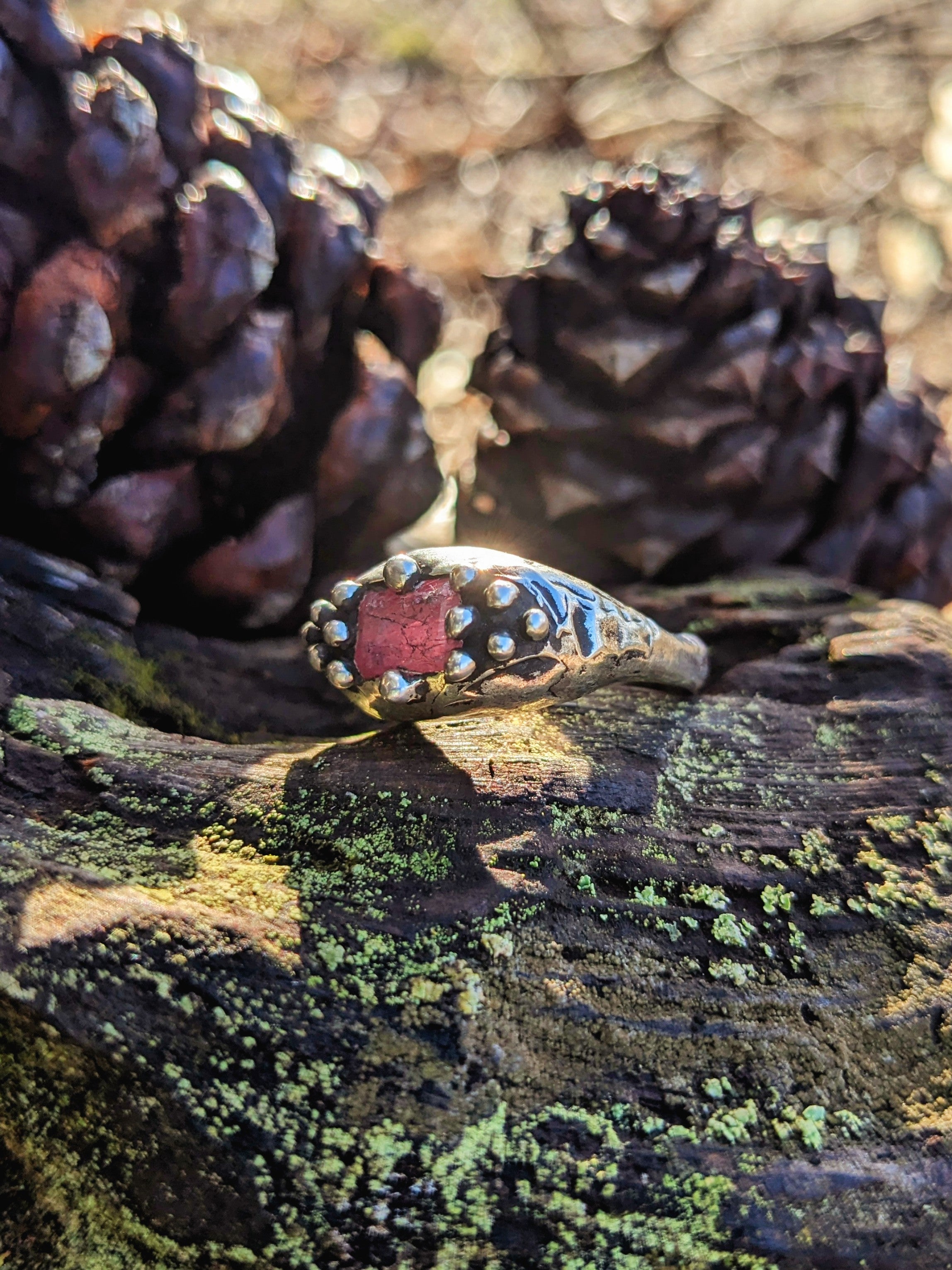 Arjuani Ring, Sterling and Antique Ruby Paste, 8.